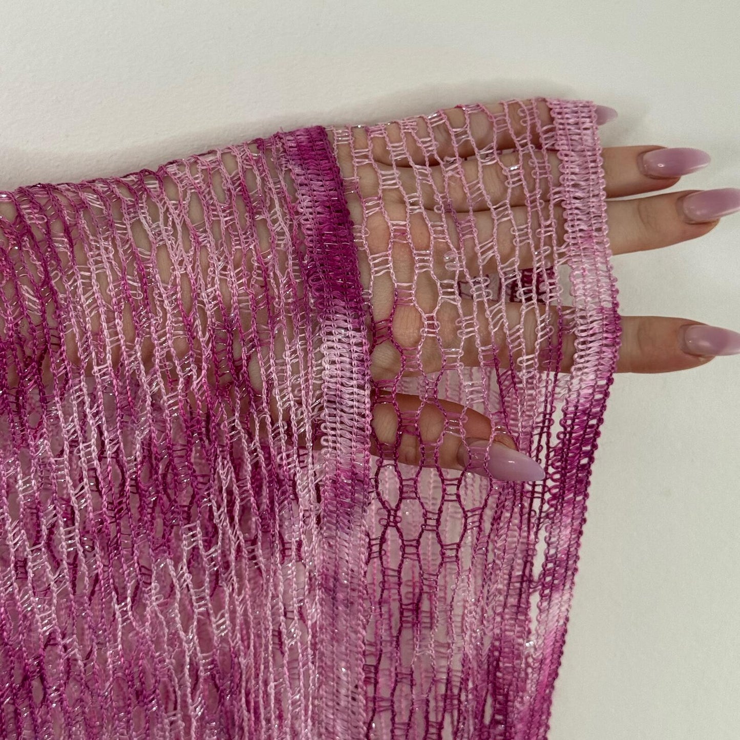 Y2K vintage scarf sparkly net purple pink ombre fringe sheer glitter