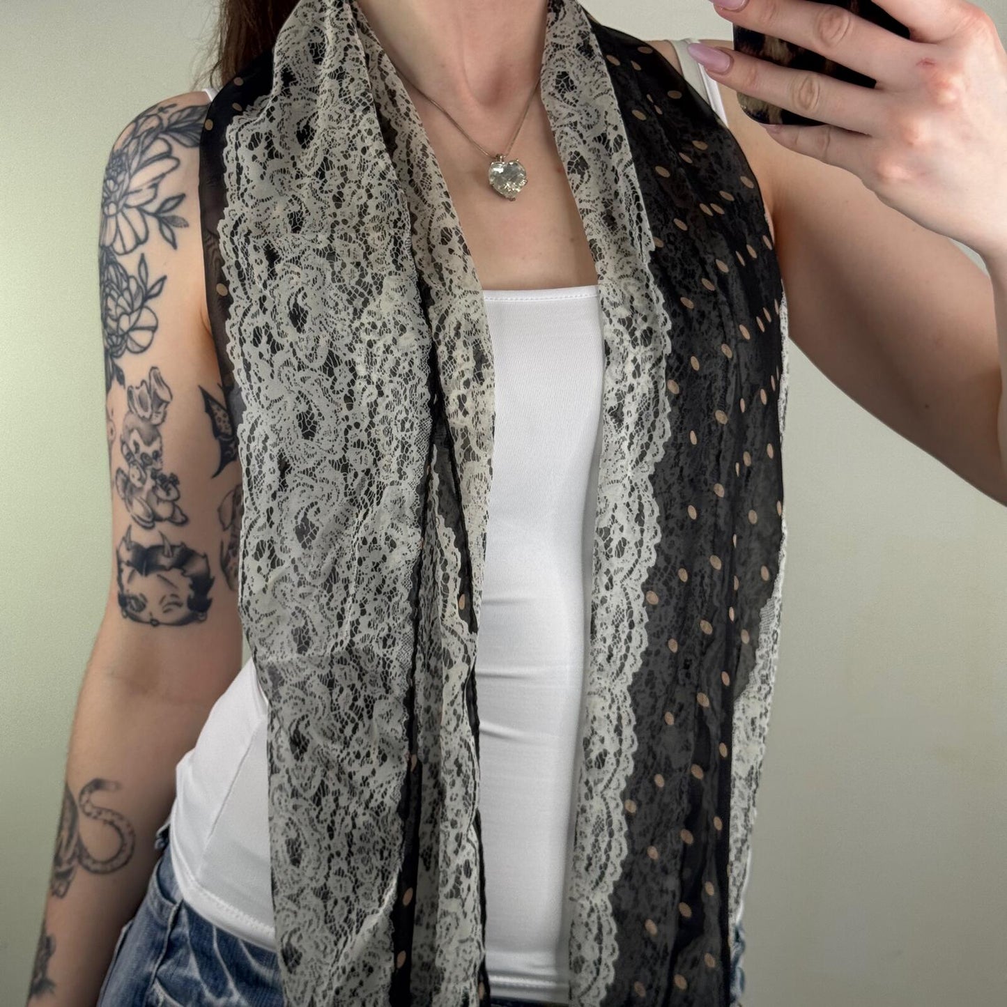 Y2K vintage scarf lace pattern polka dot