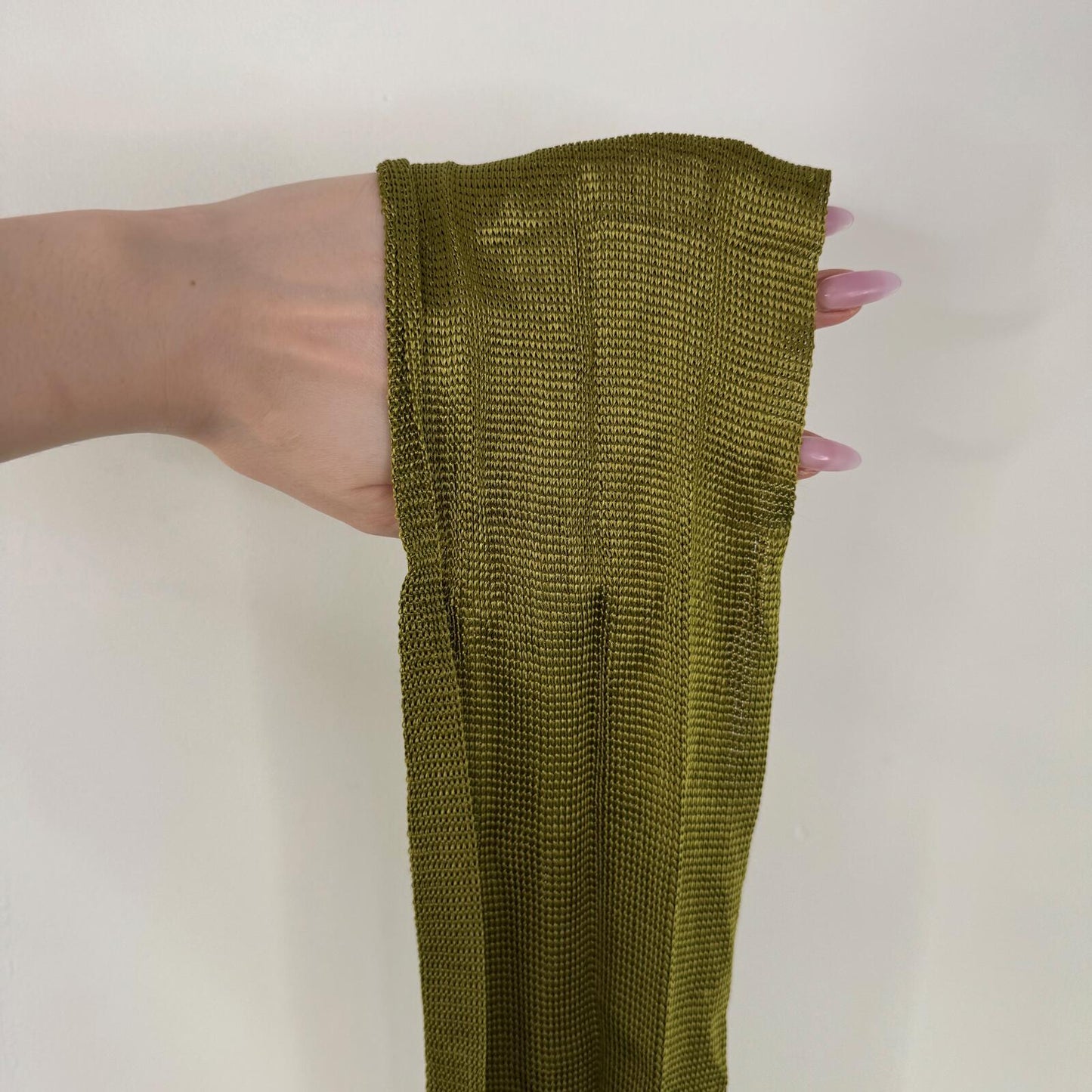 Y2K vintage scarf fine knit olive green fringe