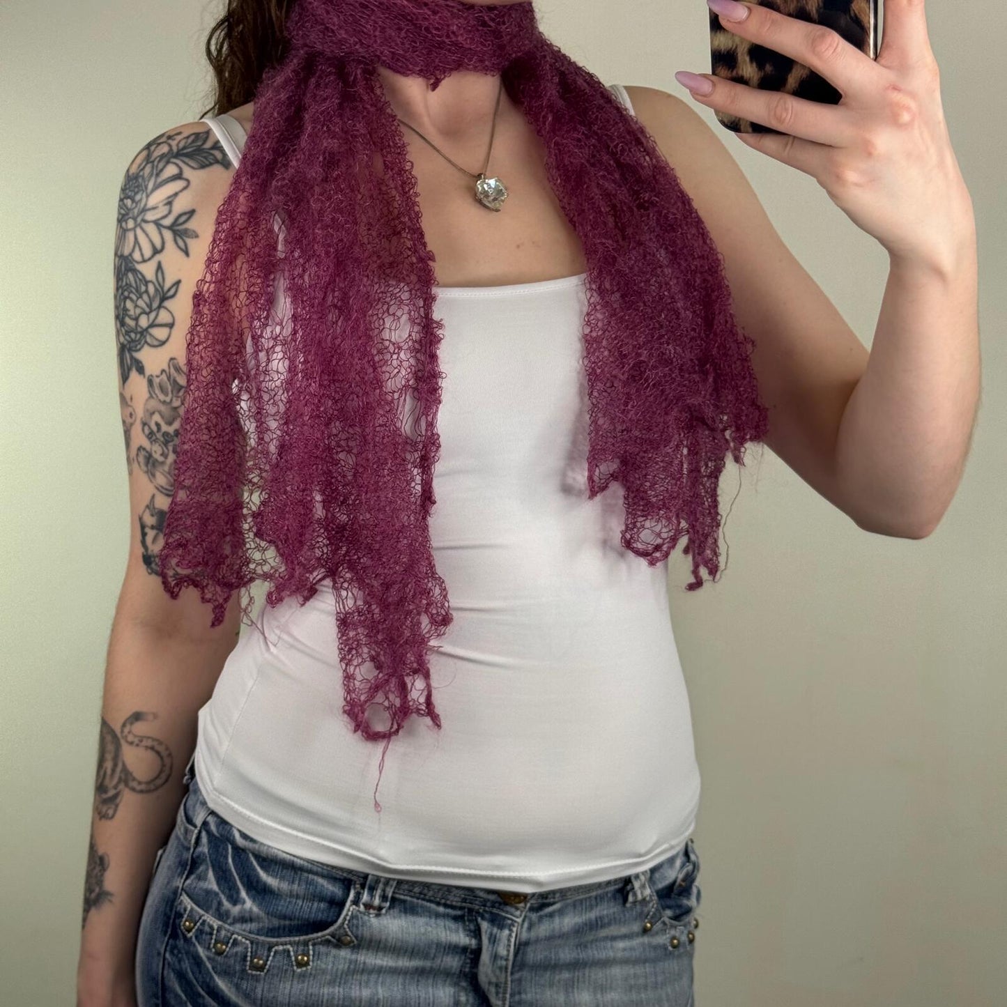 Y2K vintage scarf knit purple sheer