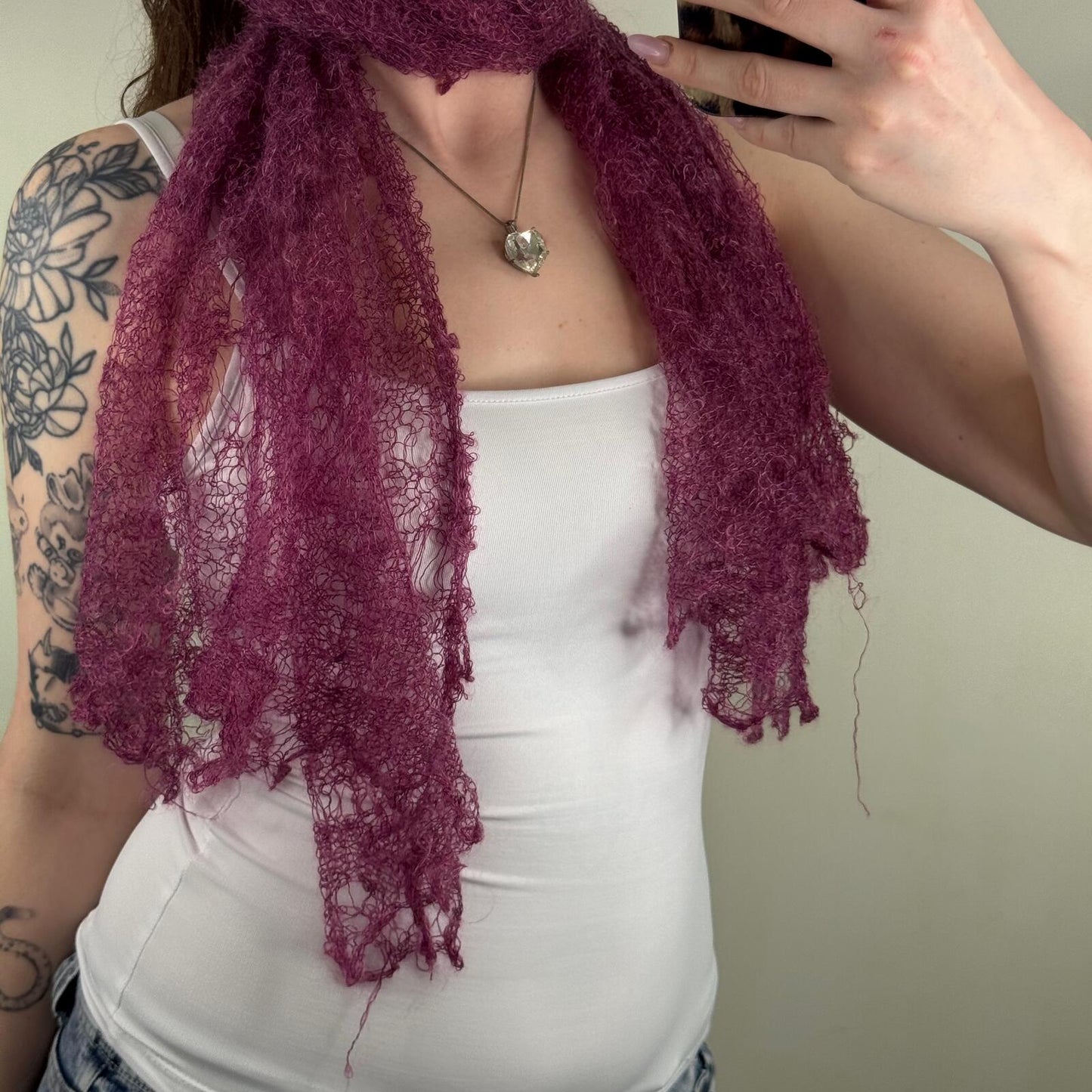 Y2K vintage scarf knit purple sheer