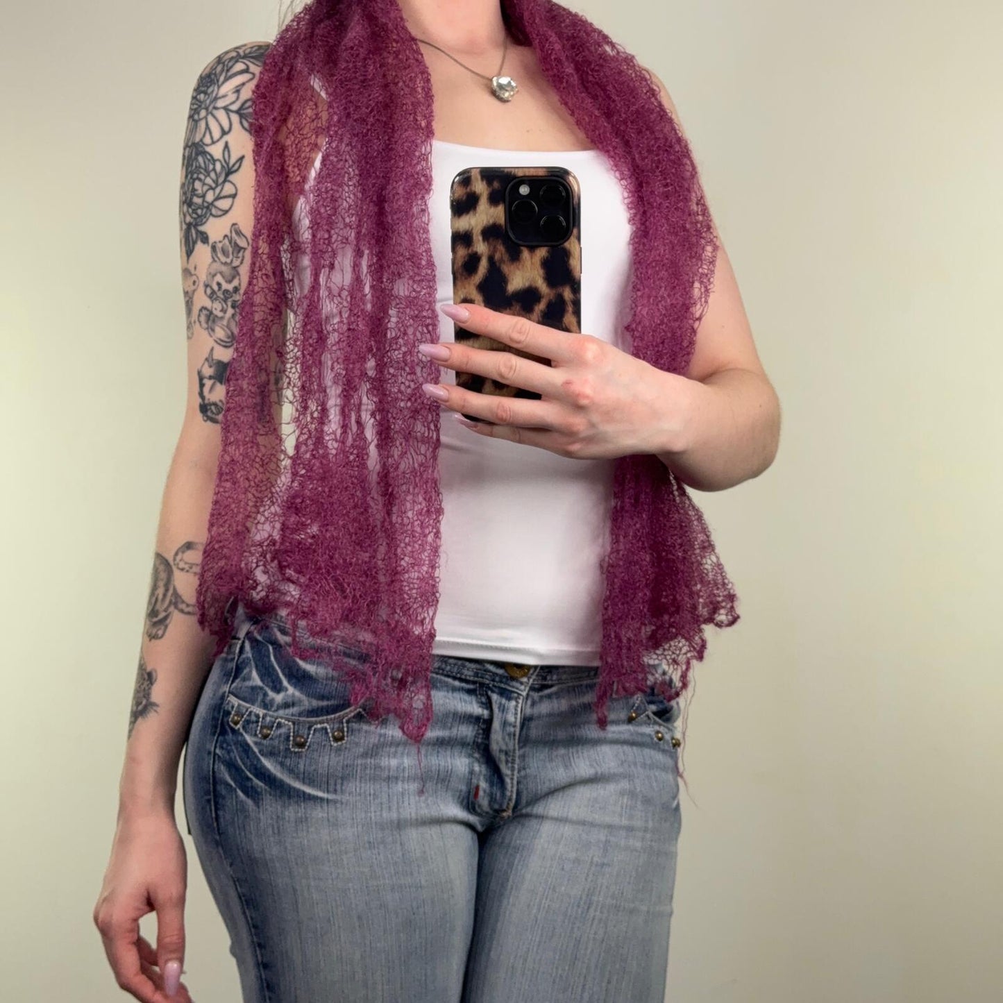 Y2K vintage scarf knit purple sheer