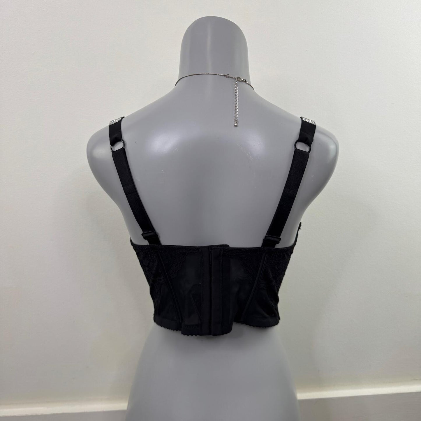 Victoria's Secret bra rhinestone push up very sexy corset lace mesh 36C