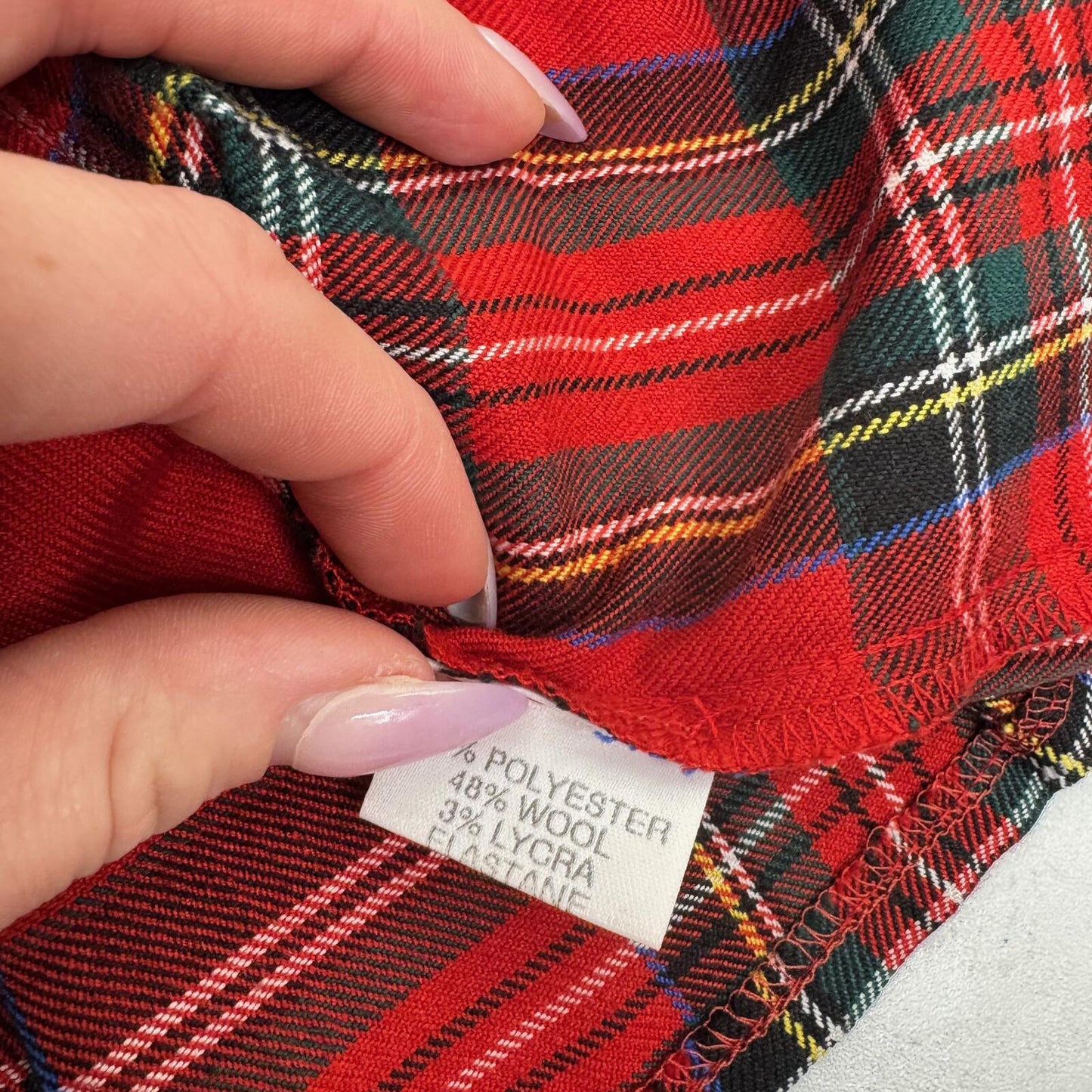 Y2K vintage low rise mini skirt wool blend tartan pleated check print stretchy