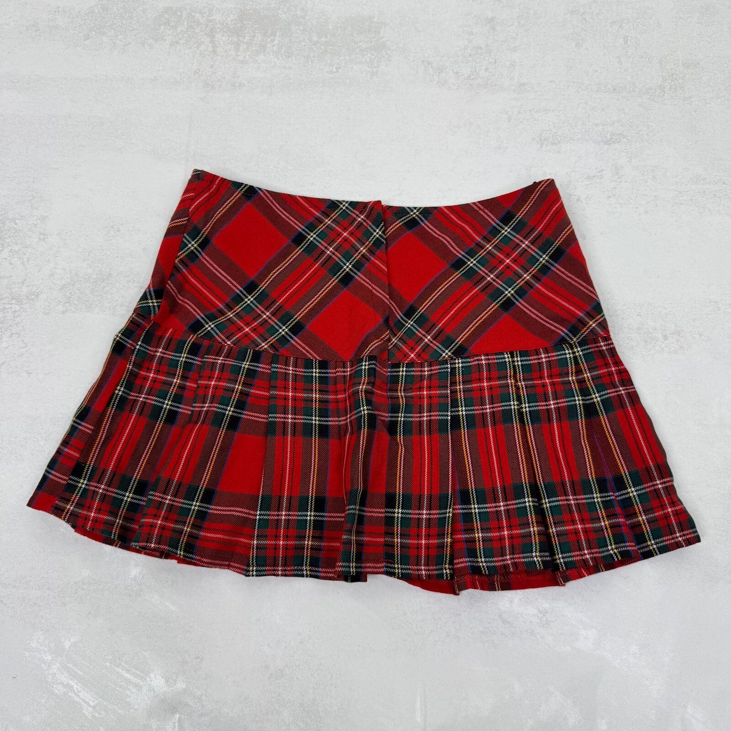 Y2K vintage low rise mini skirt wool blend tartan pleated check print stretchy