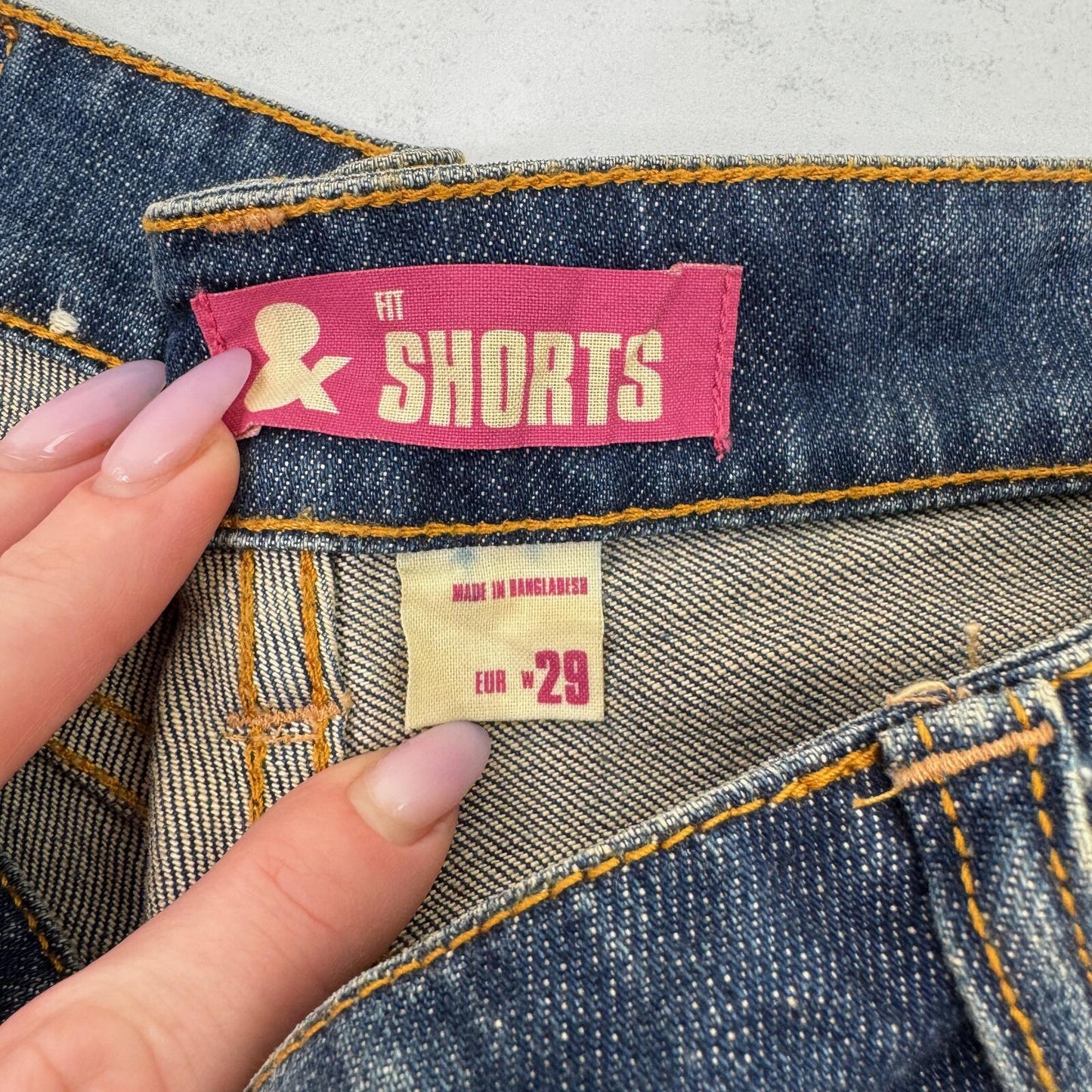 Y2K vintage low rise denim mini shorts faded dirty blue wash stretchy cargo