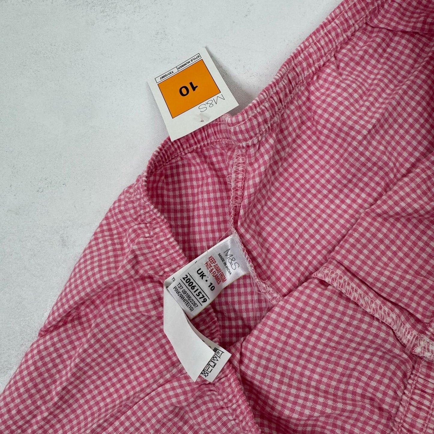 Y2K vintage gingham mini shorts pink white bow 100% cotton broderie anglaise