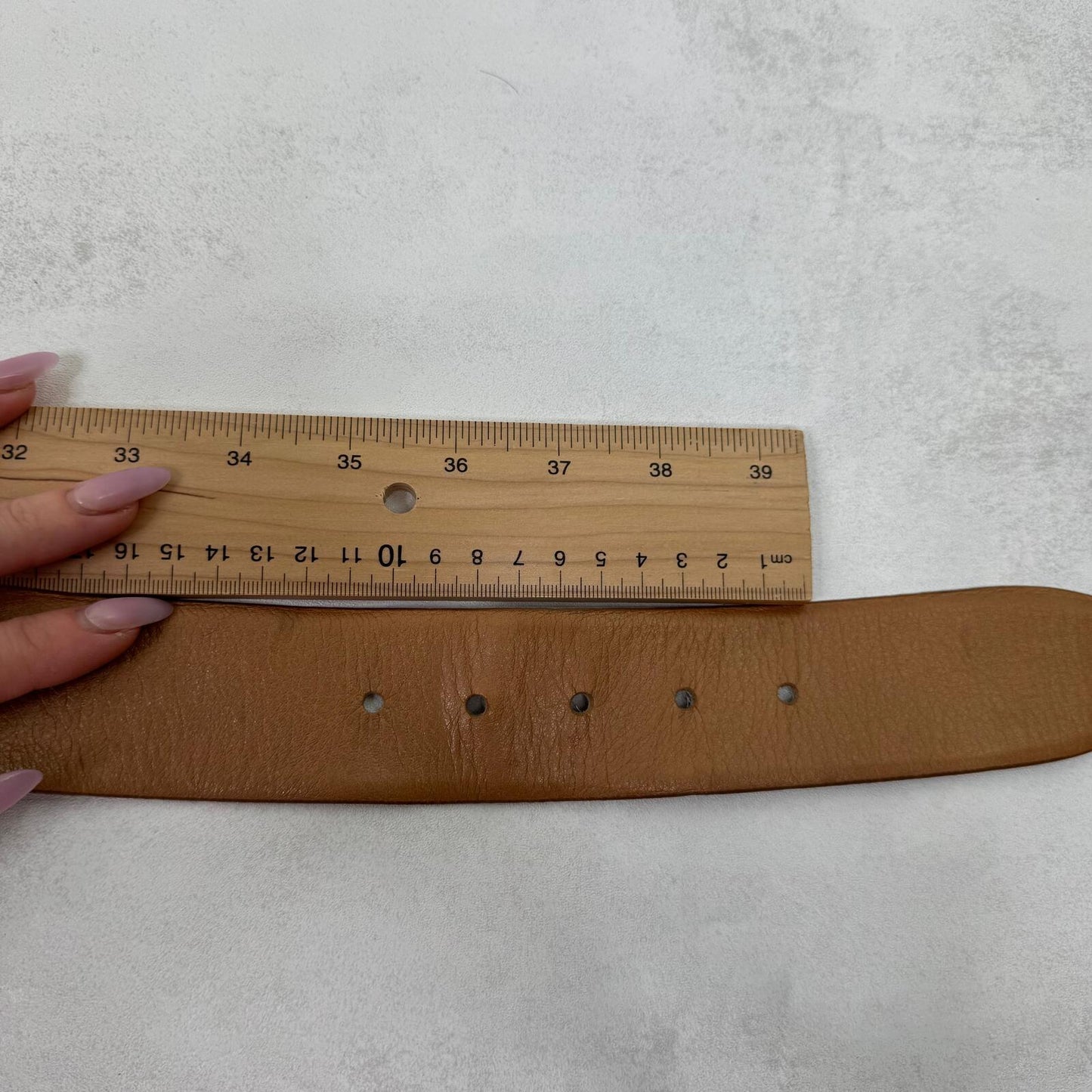 Y2K vintage genuine leather belt silver buckle light brown