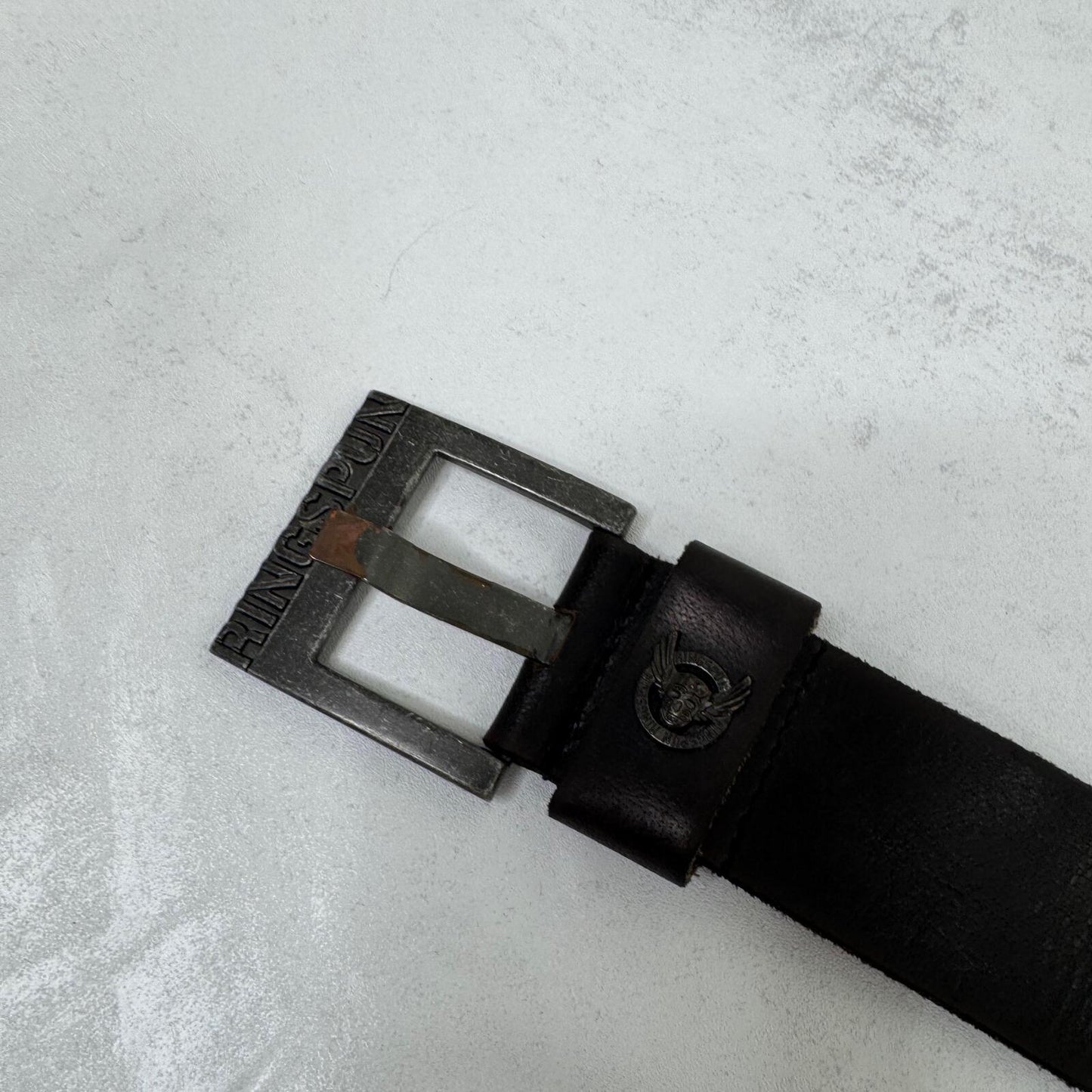 Y2K vintage Ringspun belt genuine leather grommet studded unisex
