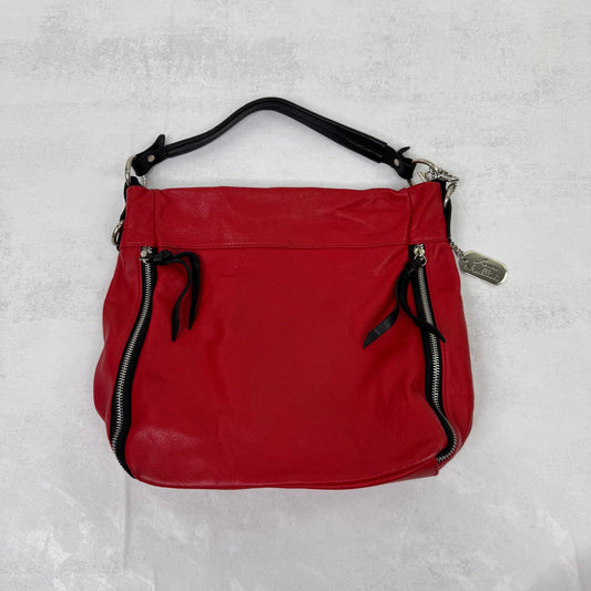Anna Morellini genuine leather shoulder bag with crossbody strap red black