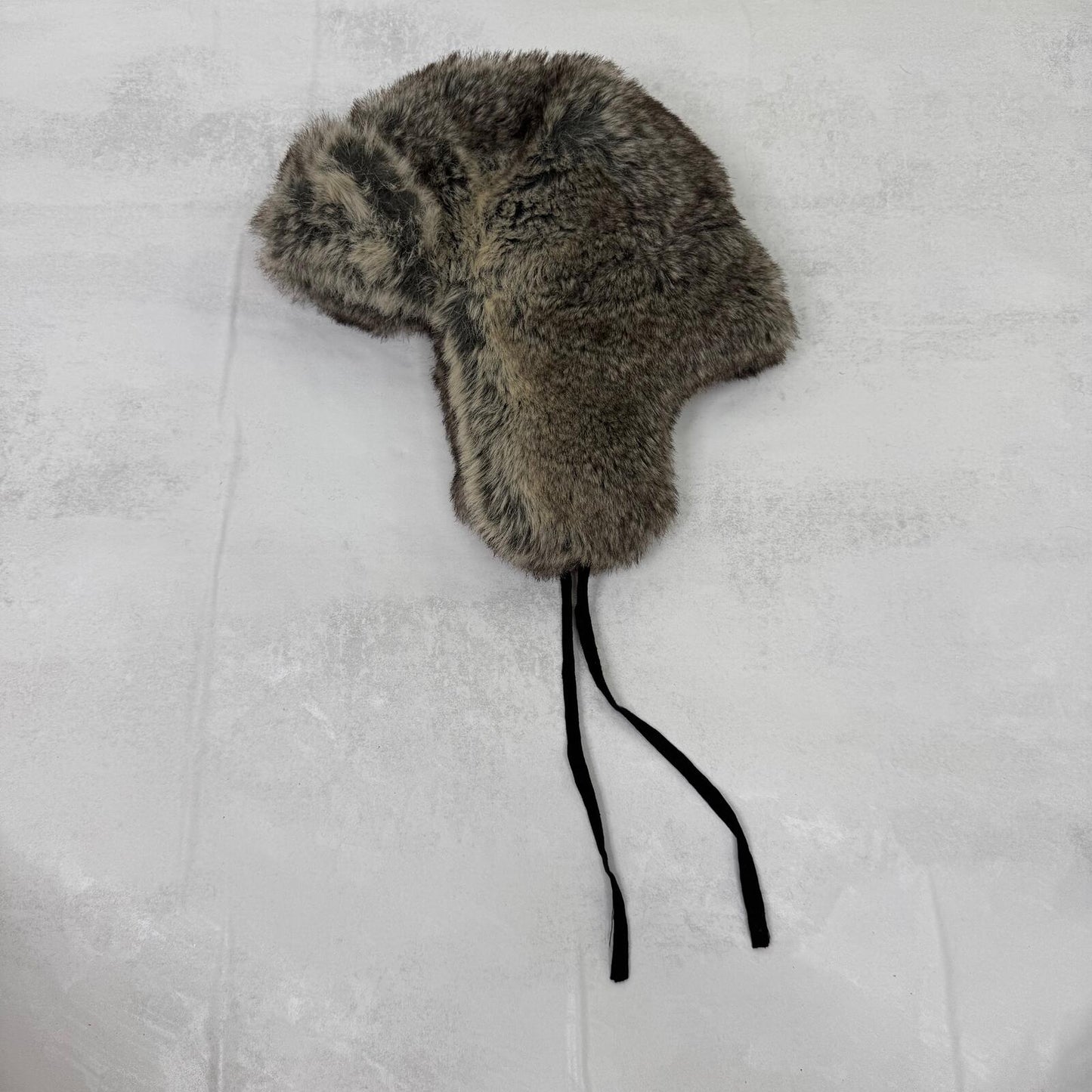 Y2K vintage faux fur trapper hat grey/ brown tone unisex
