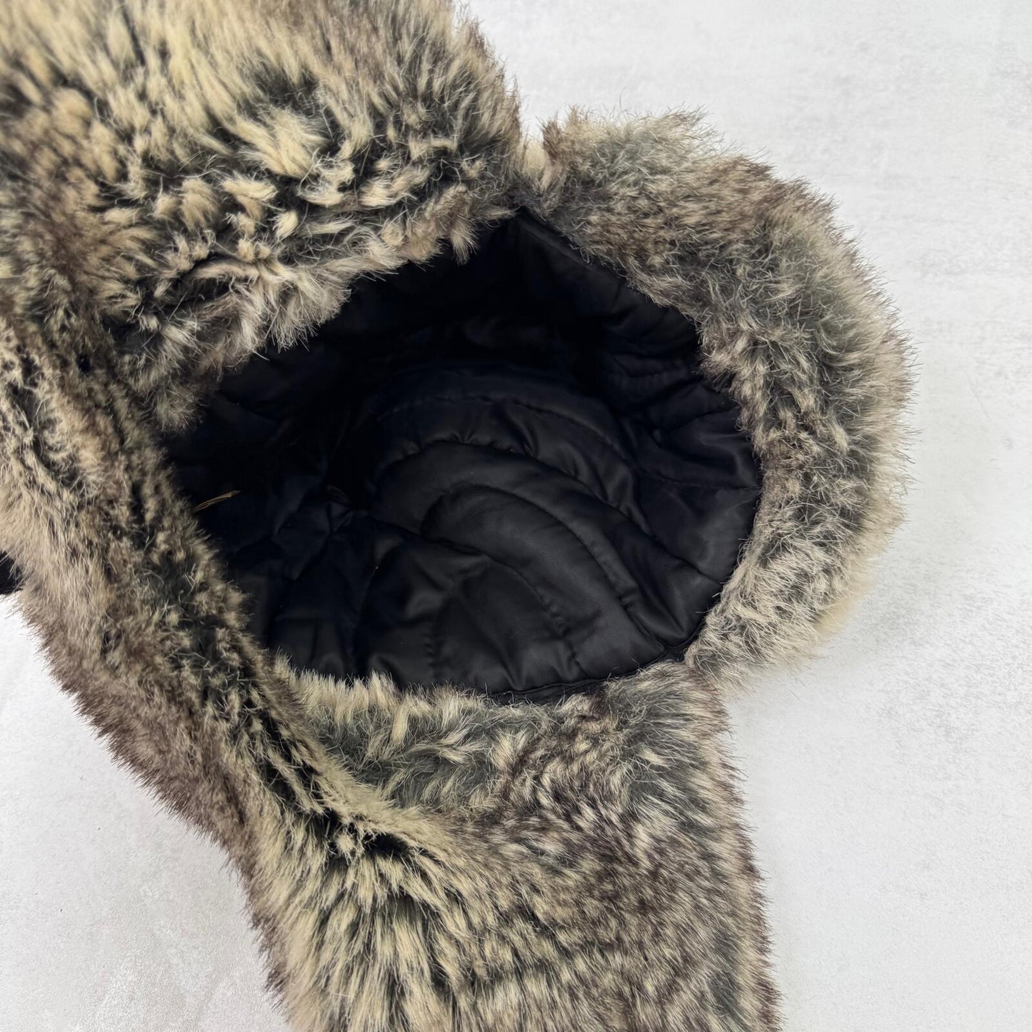 Y2K vintage faux fur trapper hat grey/ brown tone unisex