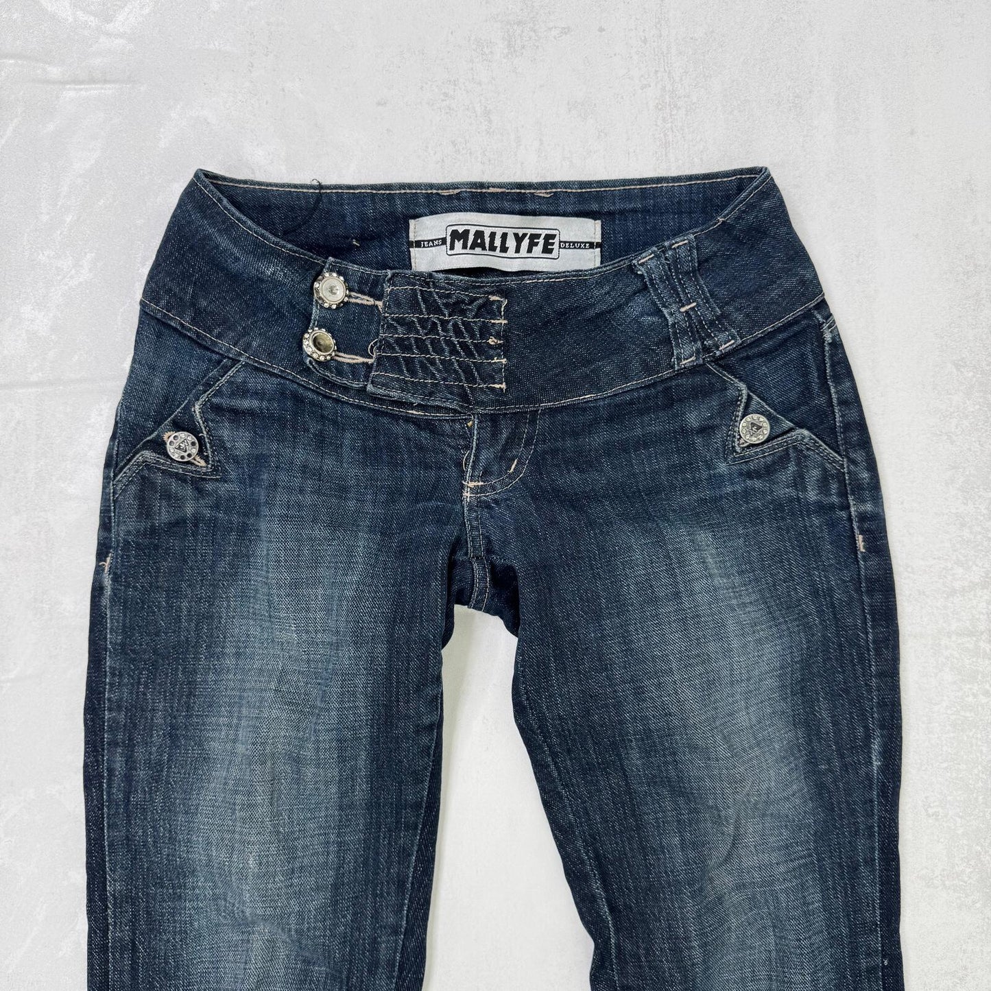 Y2K vintage super low rise jeans faded dark blue wash skinny jeans stretchy