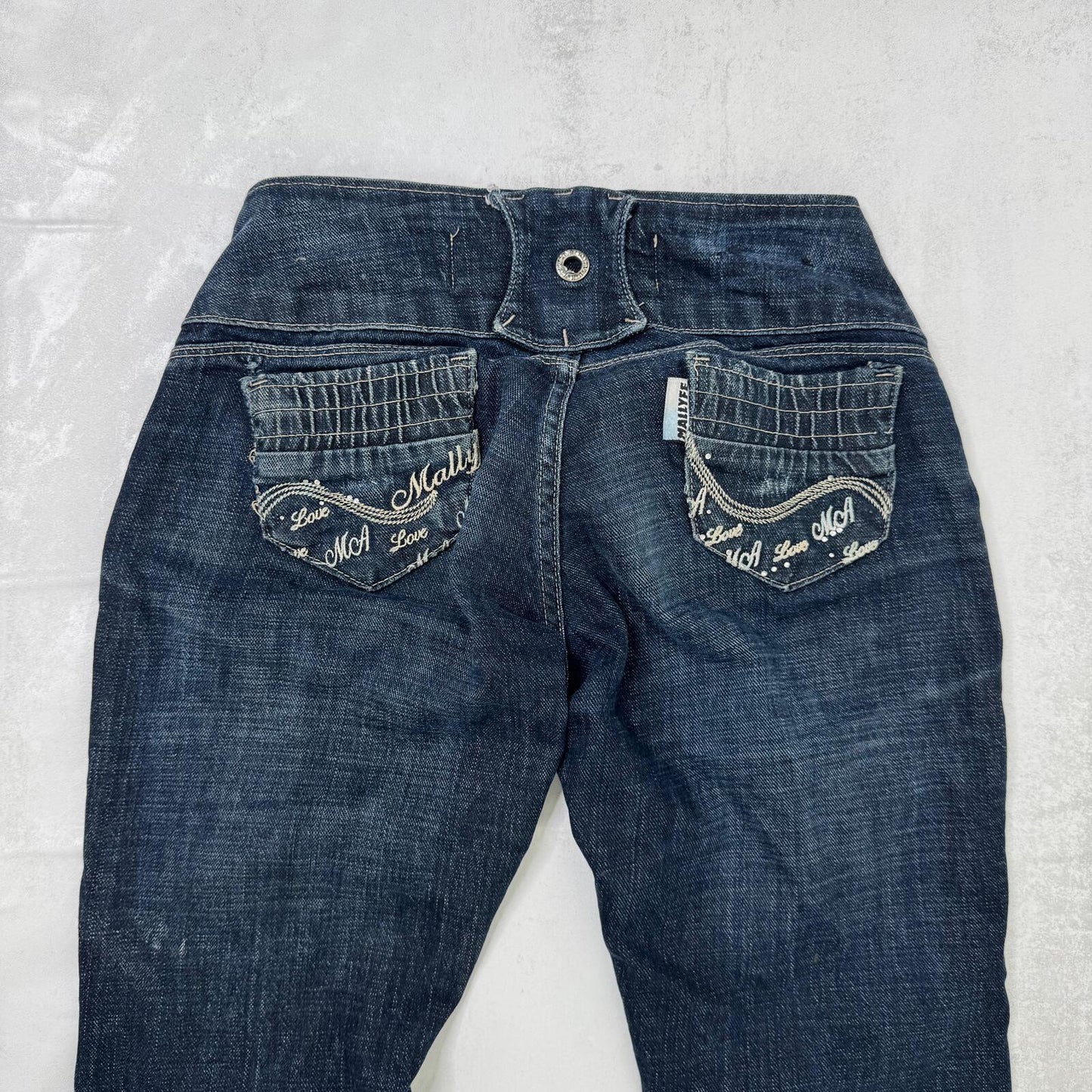 Y2K vintage super low rise jeans faded dark blue wash skinny jeans stretchy