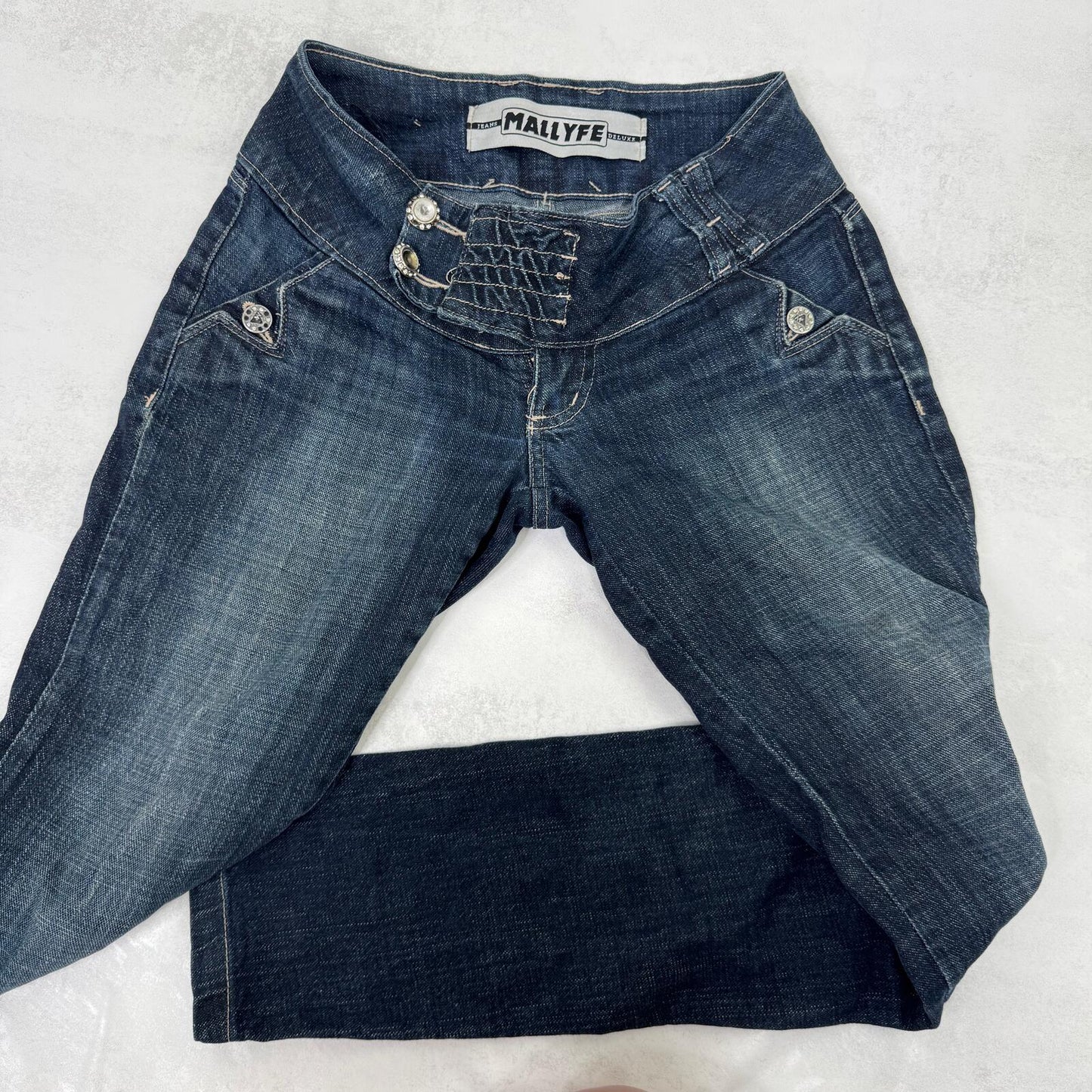 Y2K vintage super low rise jeans faded dark blue wash skinny jeans stretchy