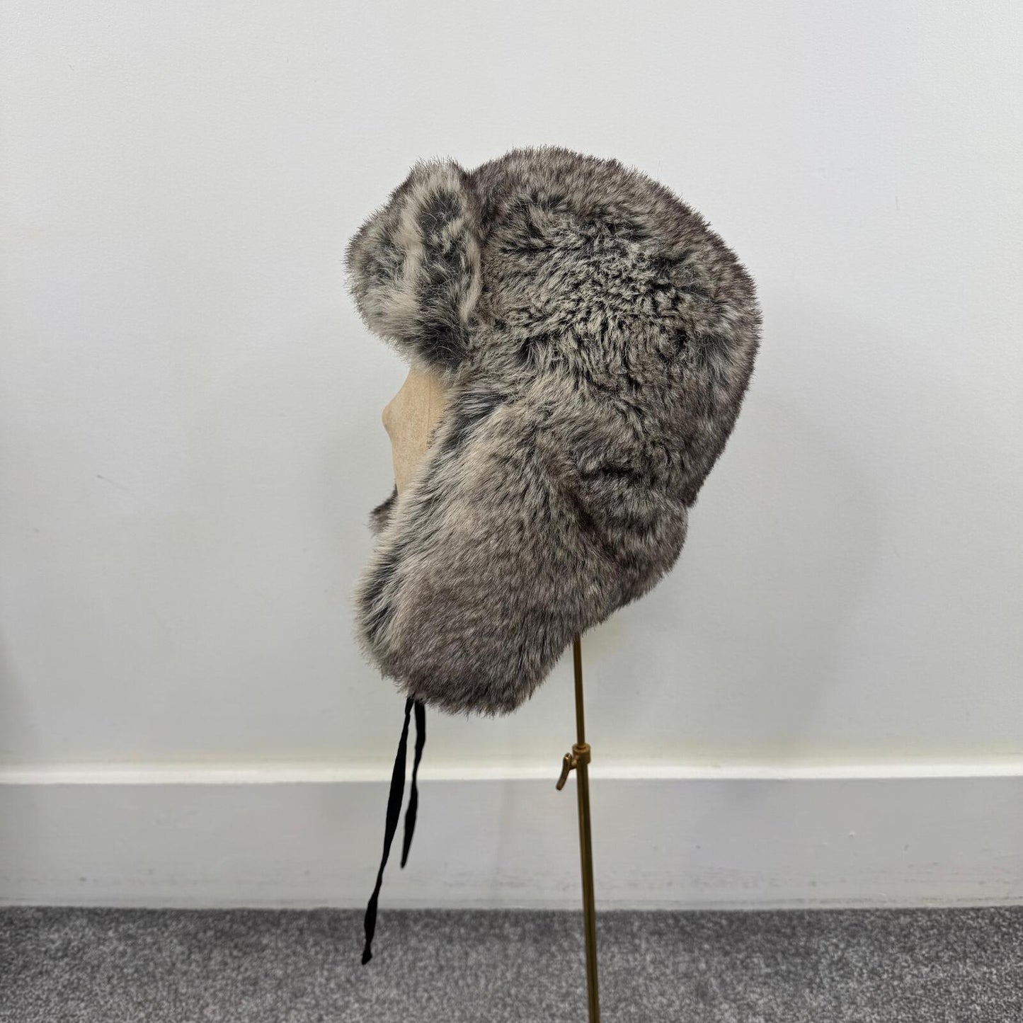 Y2K vintage faux fur trapper hat grey/ brown tone unisex