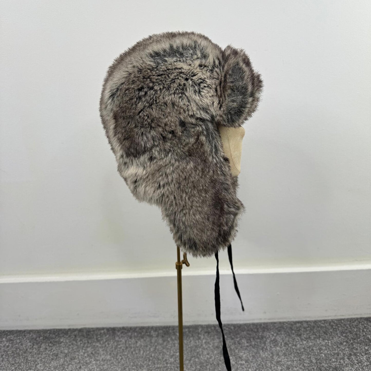 Y2K vintage faux fur trapper hat grey/ brown tone unisex