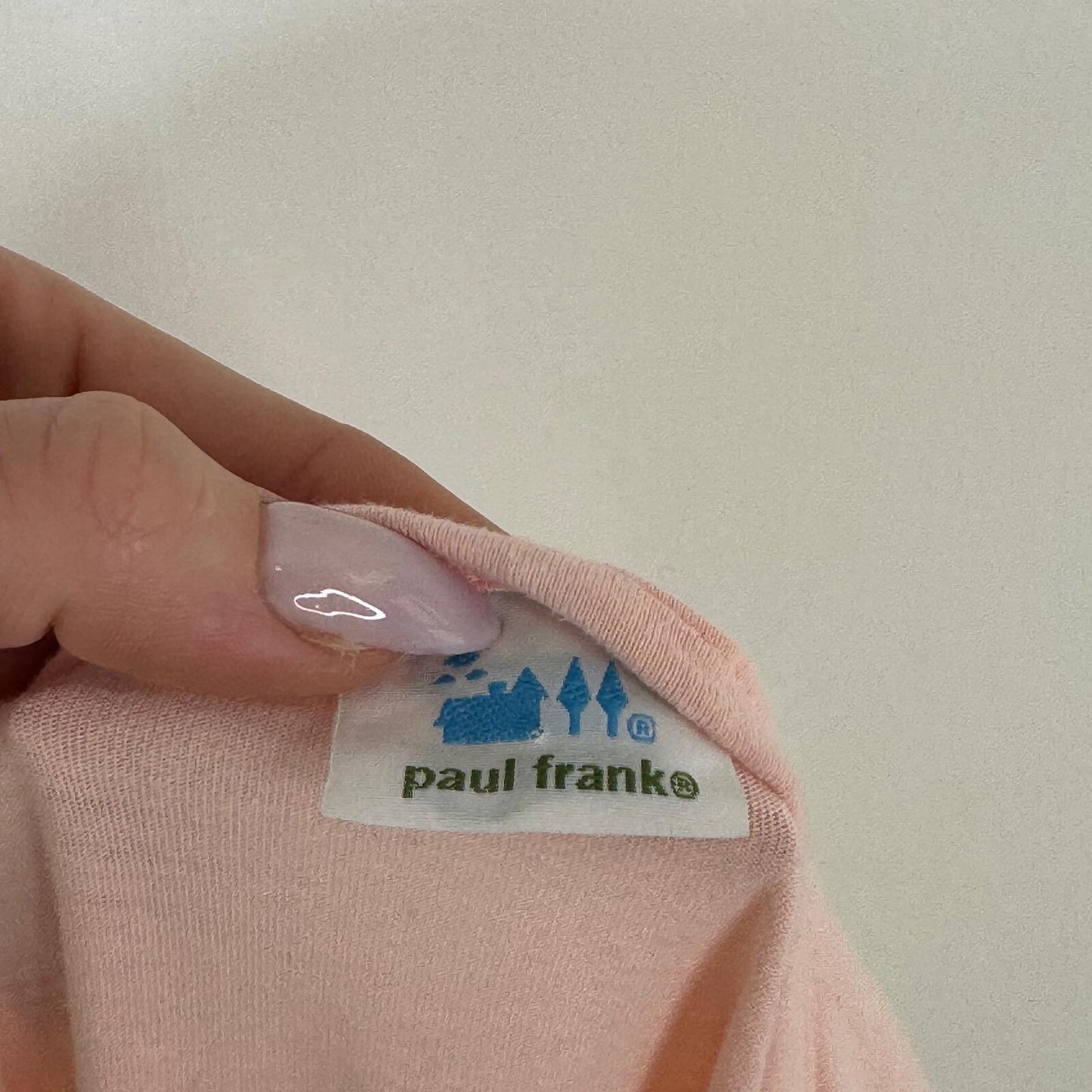 Y2K vintage Paul Frank tank sleeveless top baby pink buttons brown