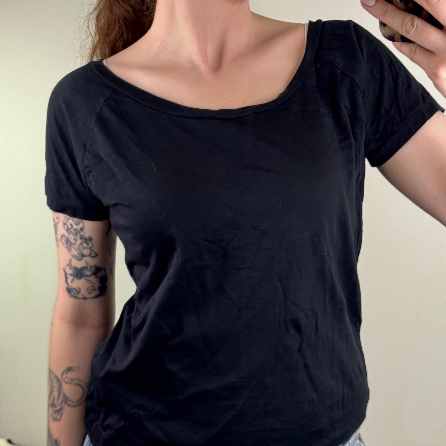Margaret Howell t-shirt short sleeve top scoop neck black simple plain basic