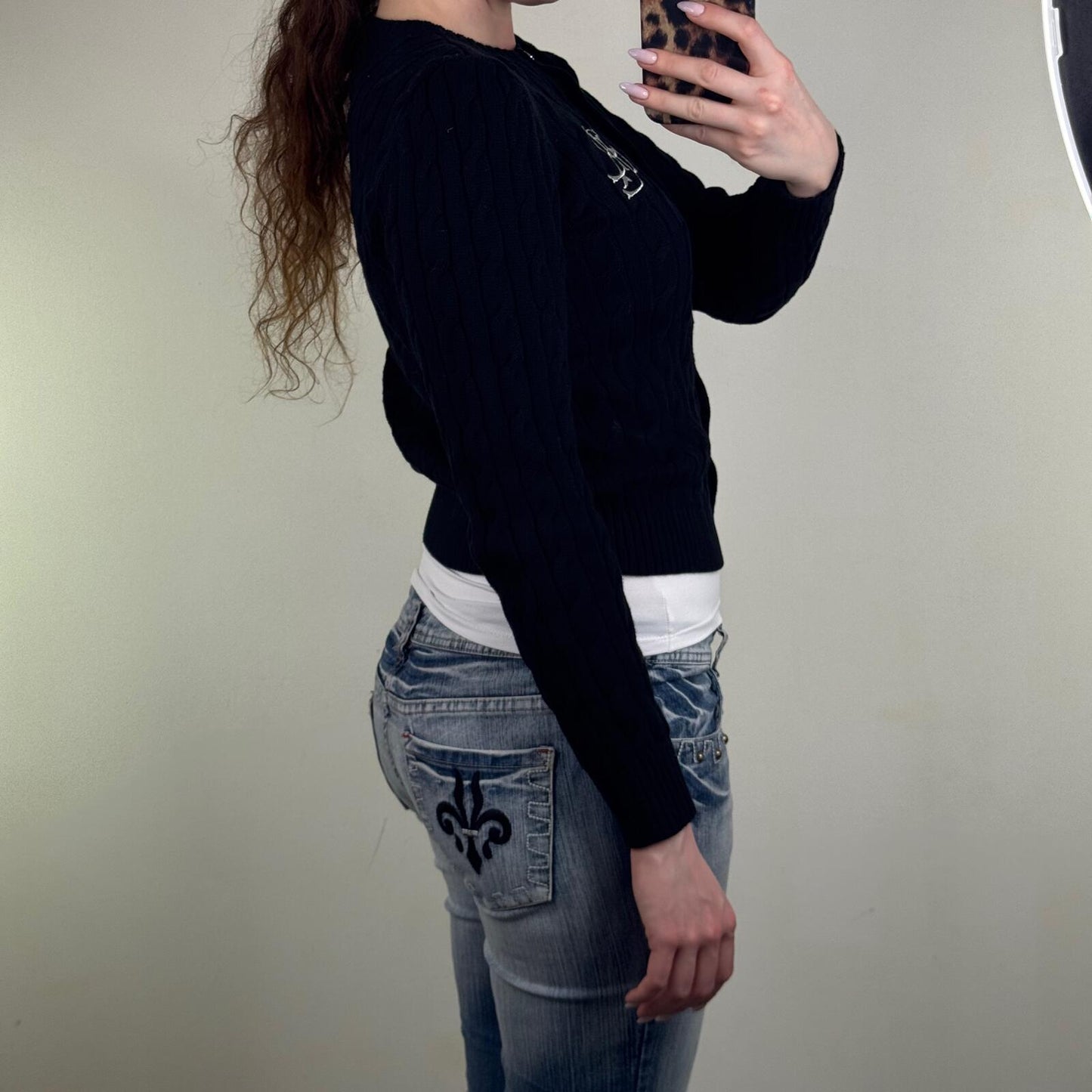 Lauren Ralph Lauren black ralhan cable knit cotton cardigan button up