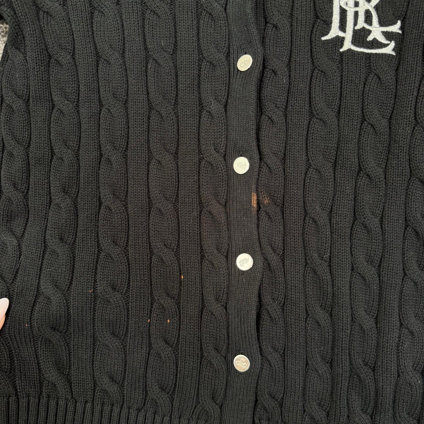 Lauren Ralph Lauren black ralhan cable knit cotton cardigan button up