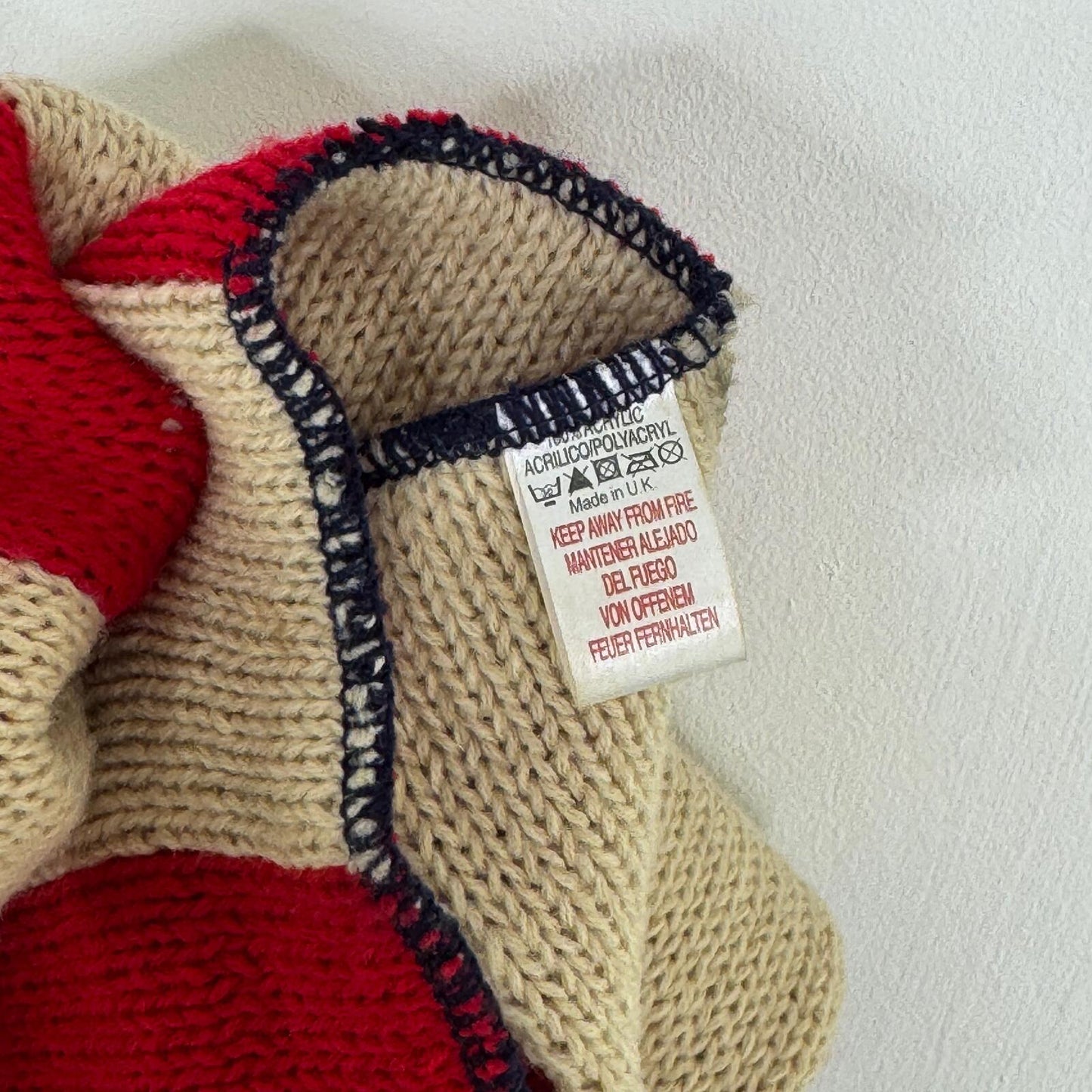 Y2K vintage scarf USA knit chunky oversized star stripe beige America unisex