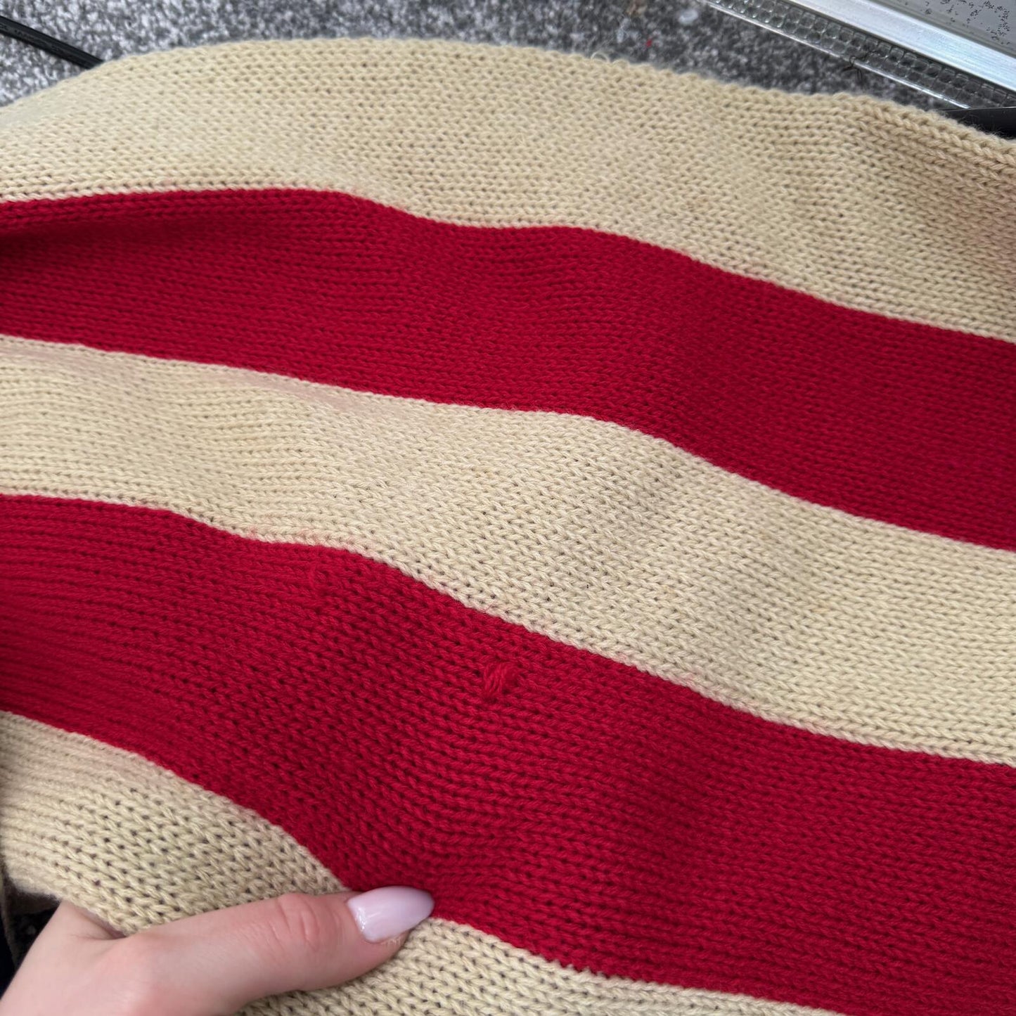 Y2K vintage scarf USA knit chunky oversized star stripe beige America unisex
