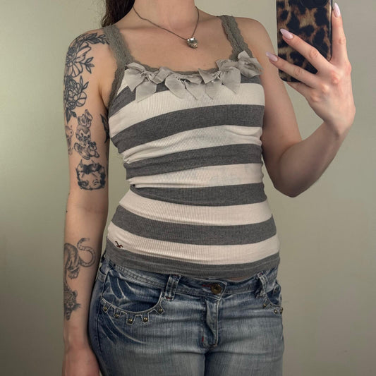 Y2K vintage Hollister tank top stripe bow fitted stretchy