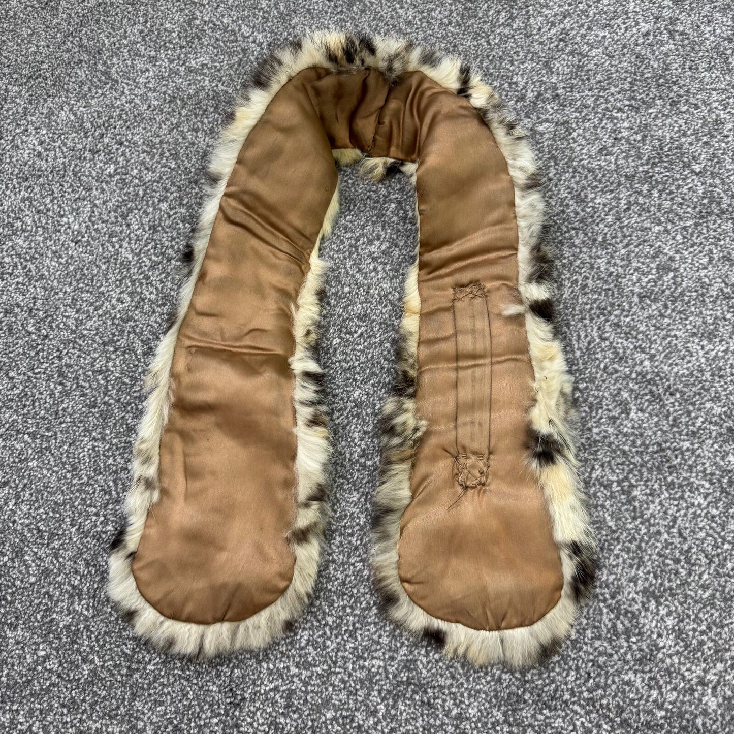 Y2K vintage genuine lapin fur scarf leopard print style pattern short length