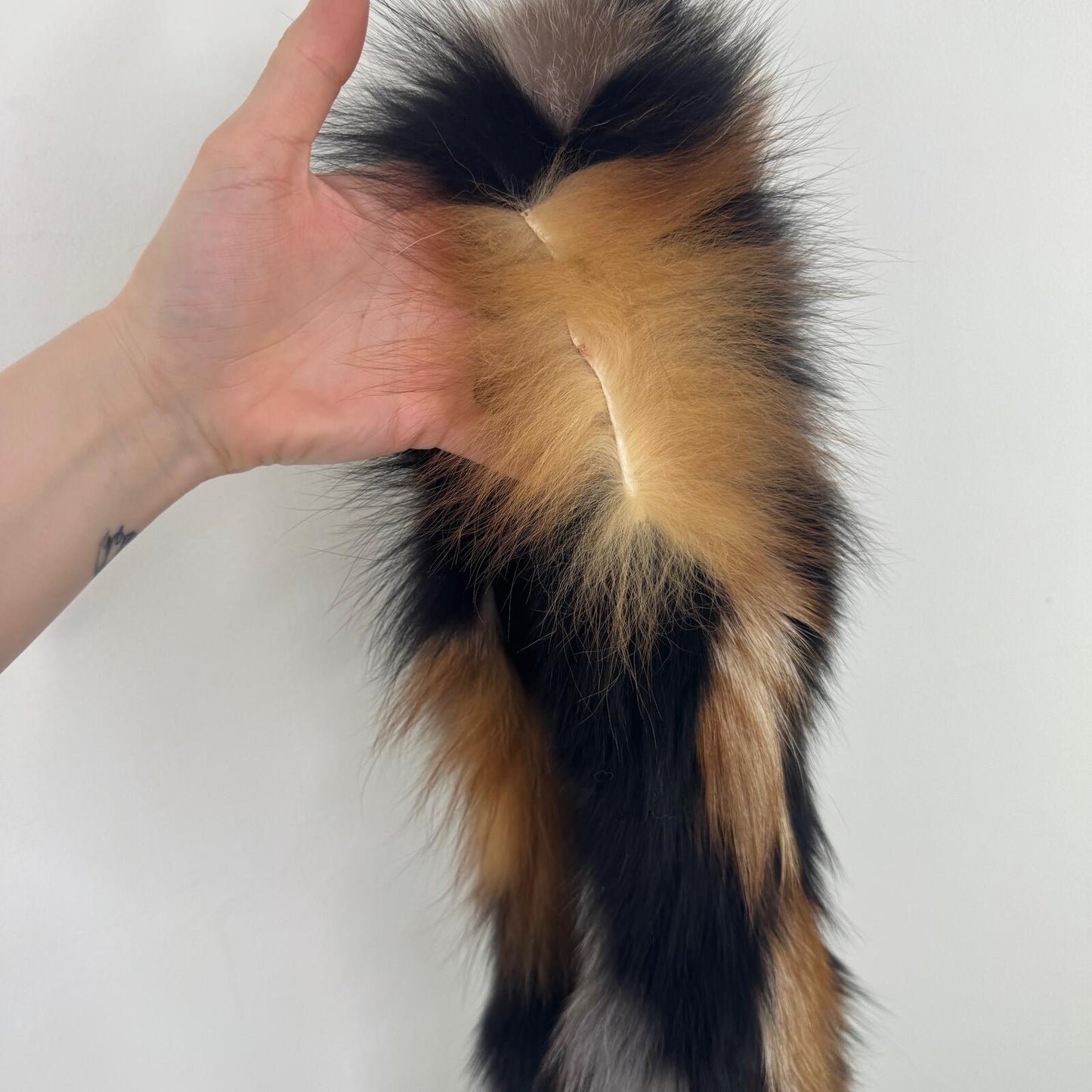 Y2K vintage 100% genuine fox fur scarf patchwork black grey red orange