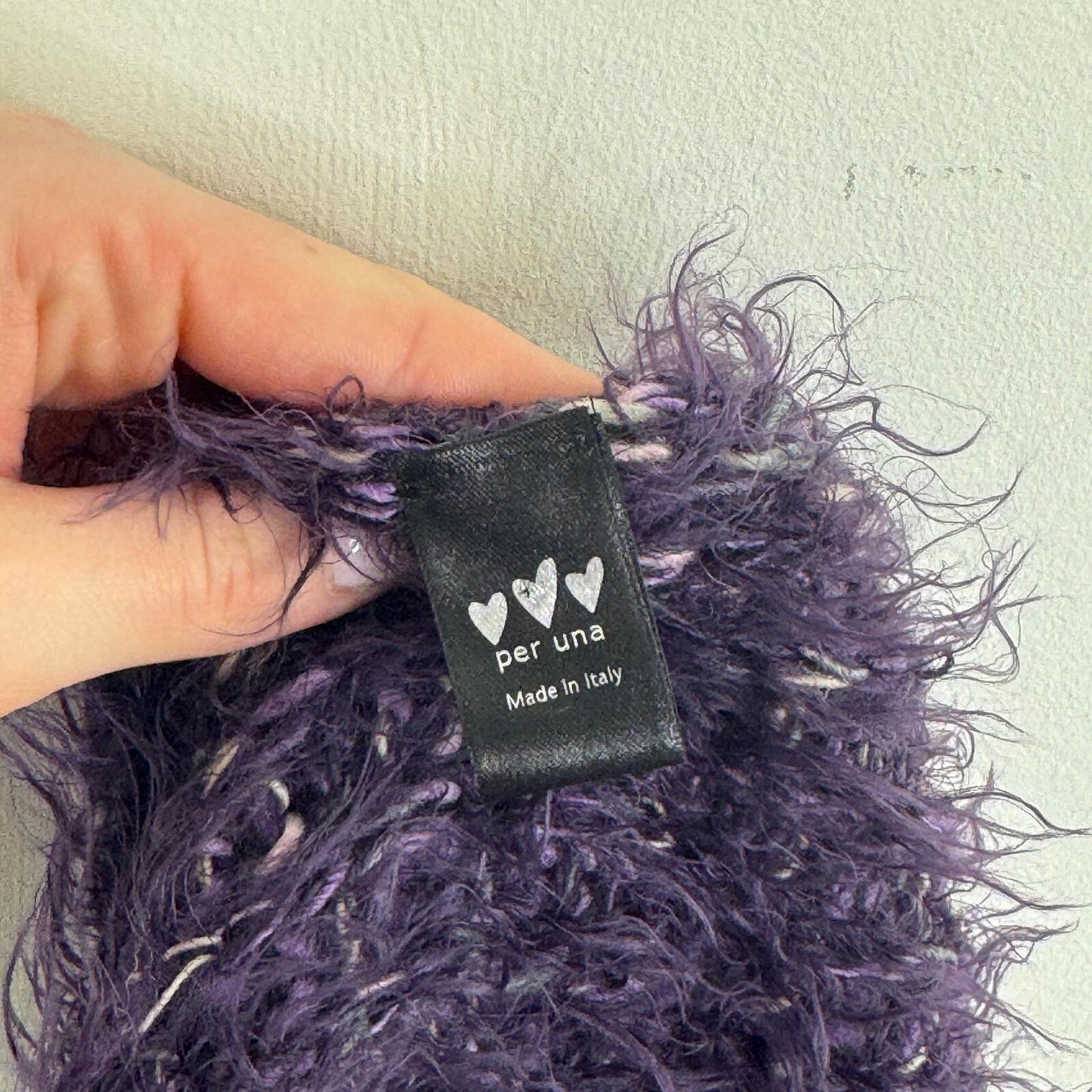 Y2K vintage Per Una scarf wool blend fluffy dark purple chunky knit