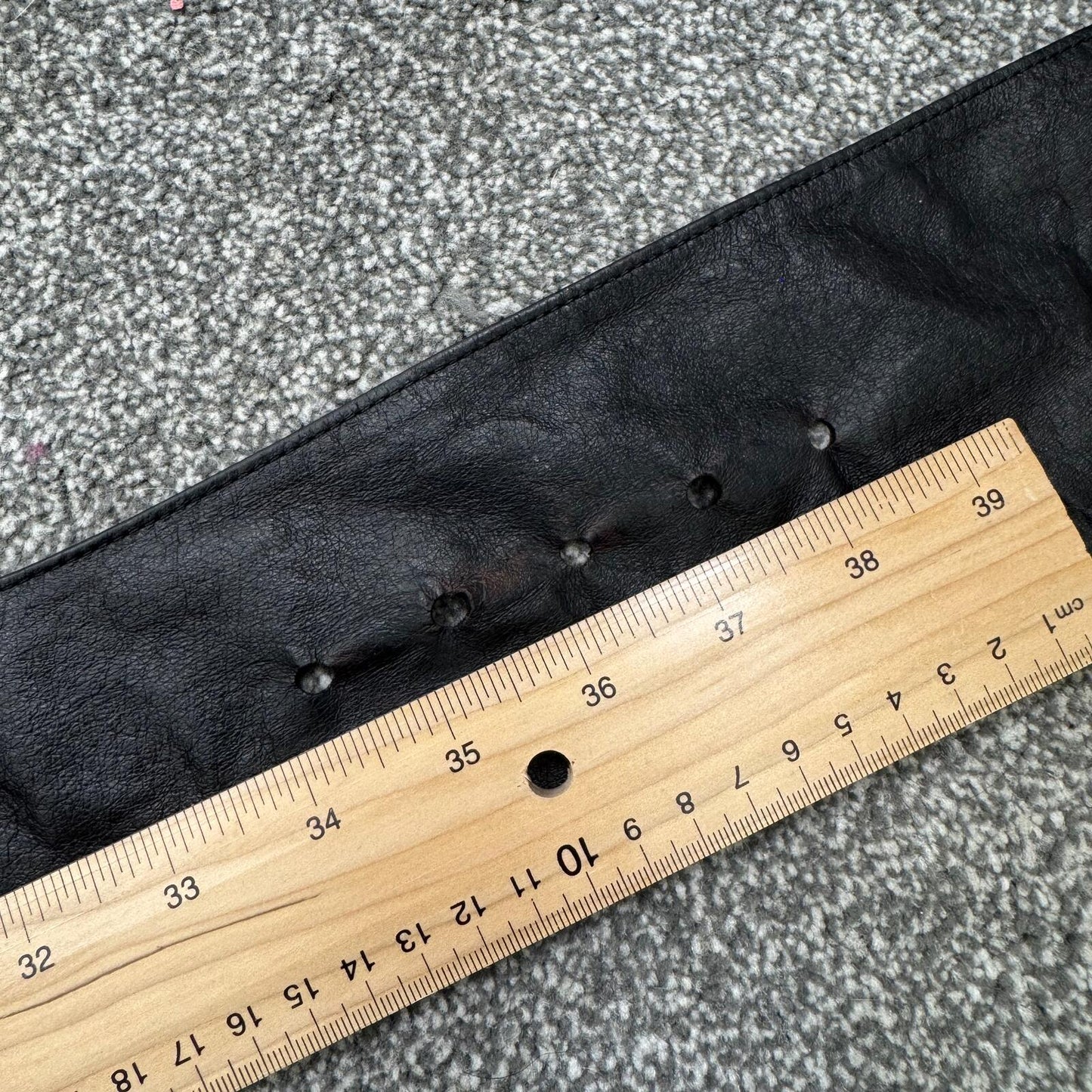 Y2K vintage genuine leather belt chunky oversized black