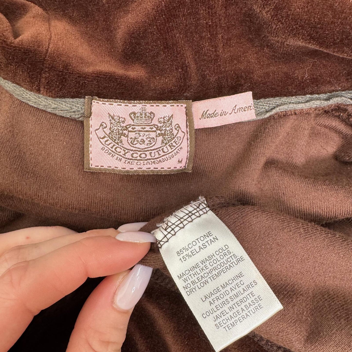 Y2K vintage Juicy Couture hoodie zip up velvet crown embroidery rhinestone