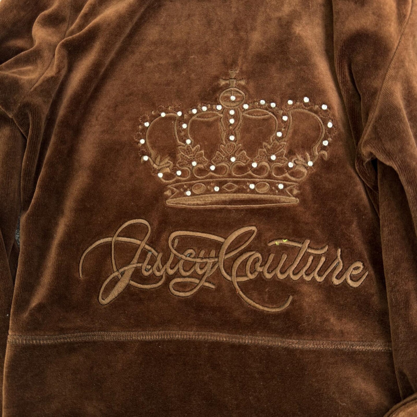 Y2K vintage Juicy Couture hoodie zip up velvet crown embroidery rhinestone