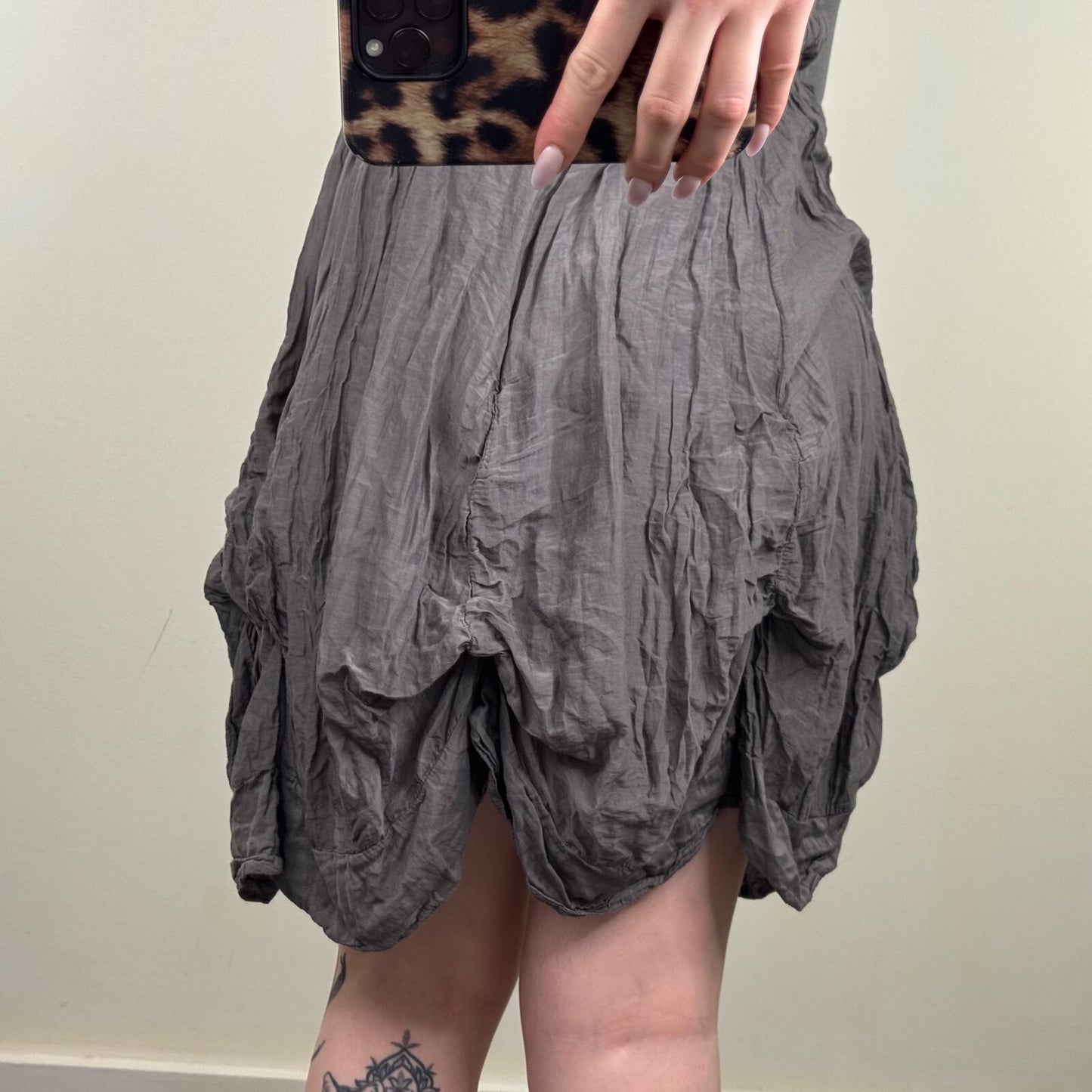 Y2K vintage silk blend midi dress ruffle archive 3/4 sleeve v neck ruched layer