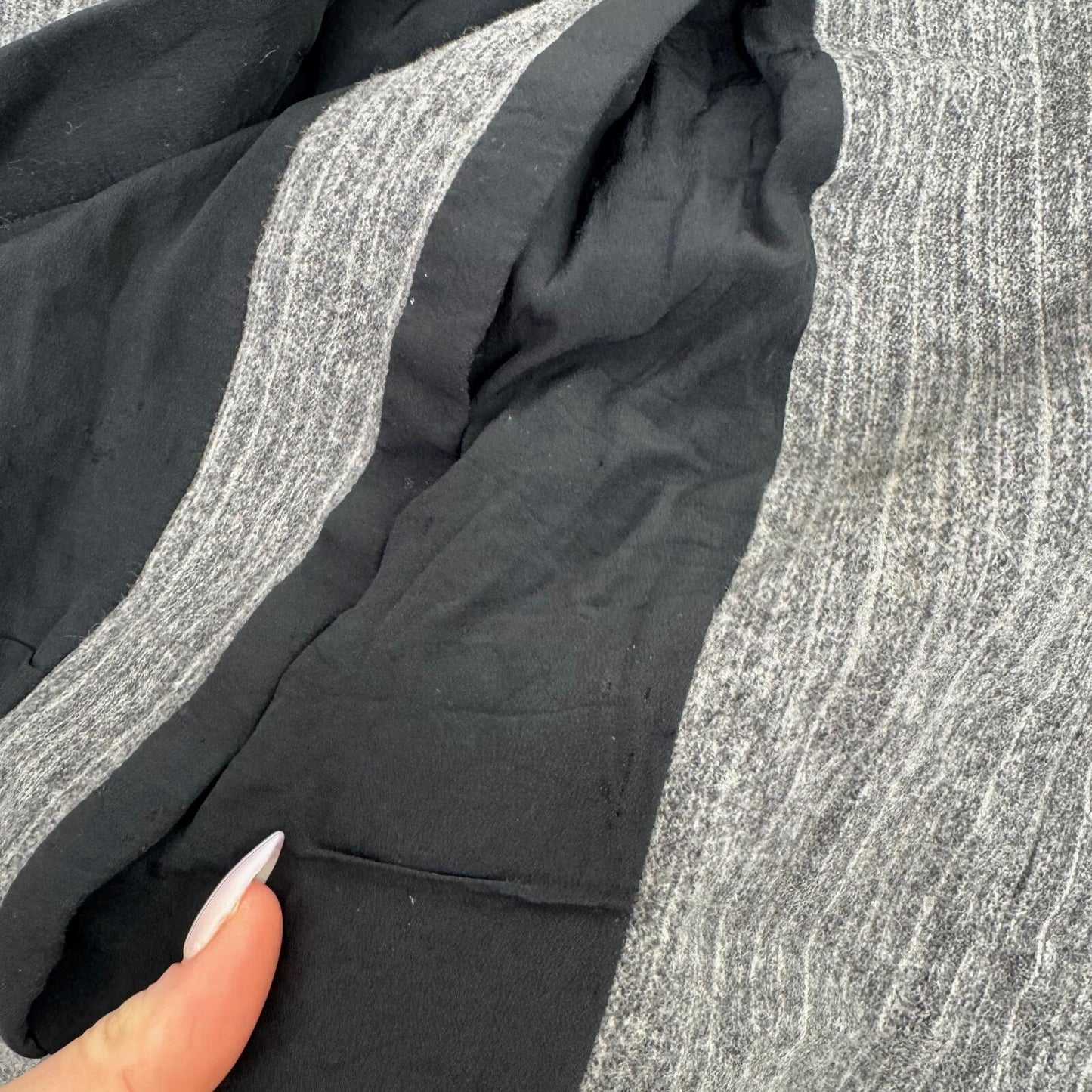 Nicole Farhi mini skirt pinstripe wool silk blend popper button grey pleat