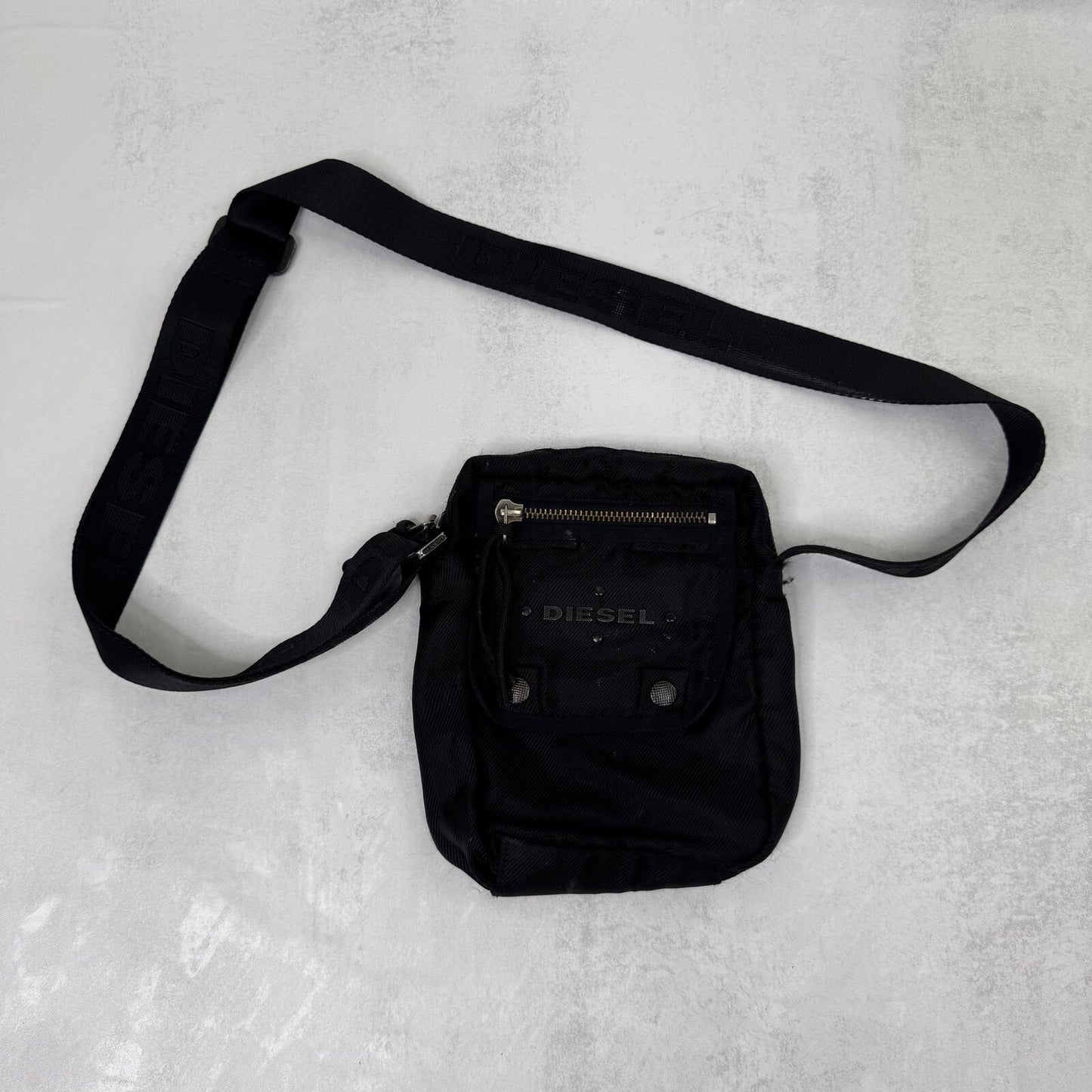 Y2K vintage Diesel cargo bag side messenger utility black