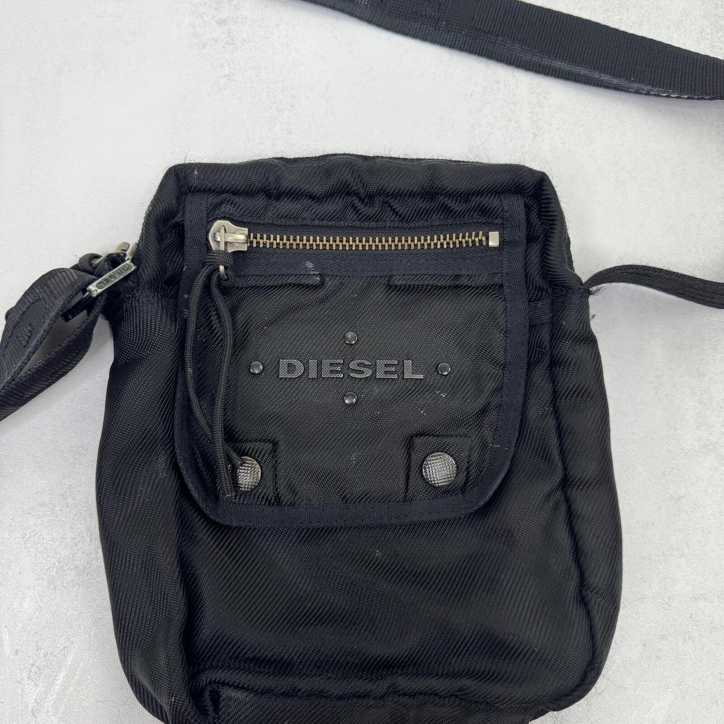 Y2K vintage Diesel cargo bag side messenger utility black
