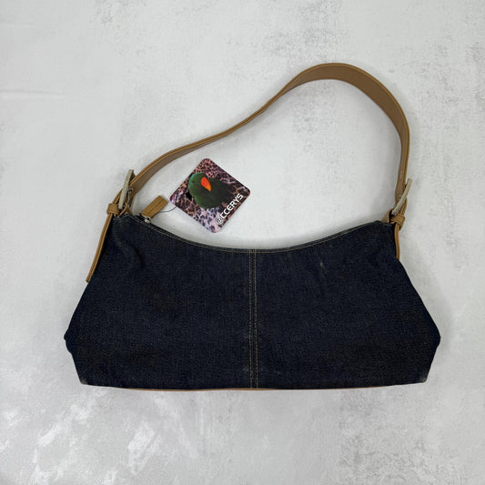 Y2K vintage shoulder bag mini small denim faux leather buckle zip closure