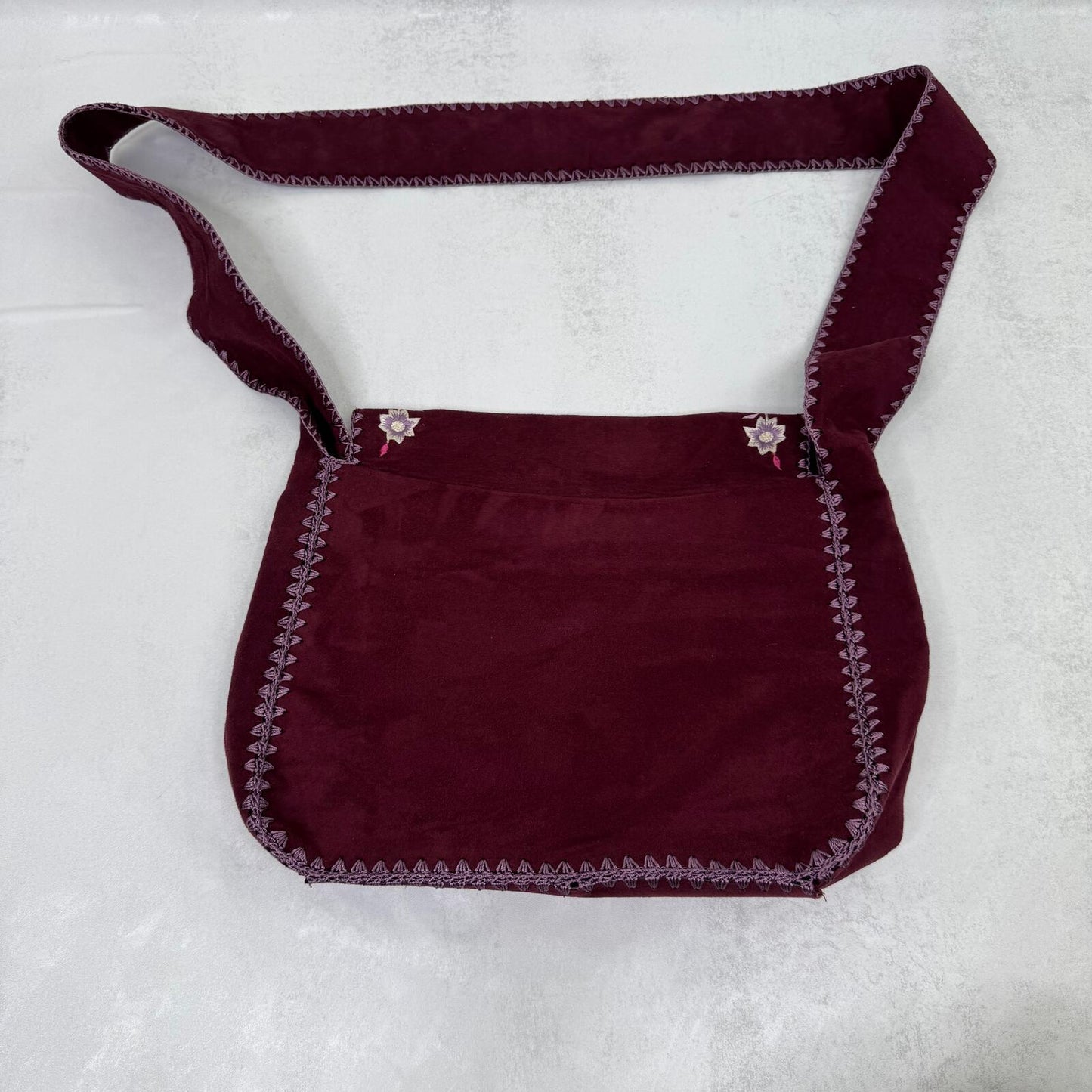Y2K vintage Oasis messanger bag crossbody boho floral embroidery faux suede