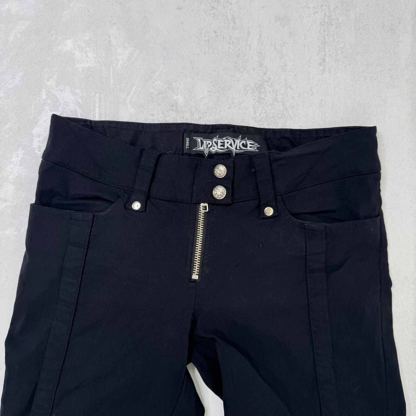 Vintage Lip Service capri trousers low rise stretchy studded zip up cropped stud