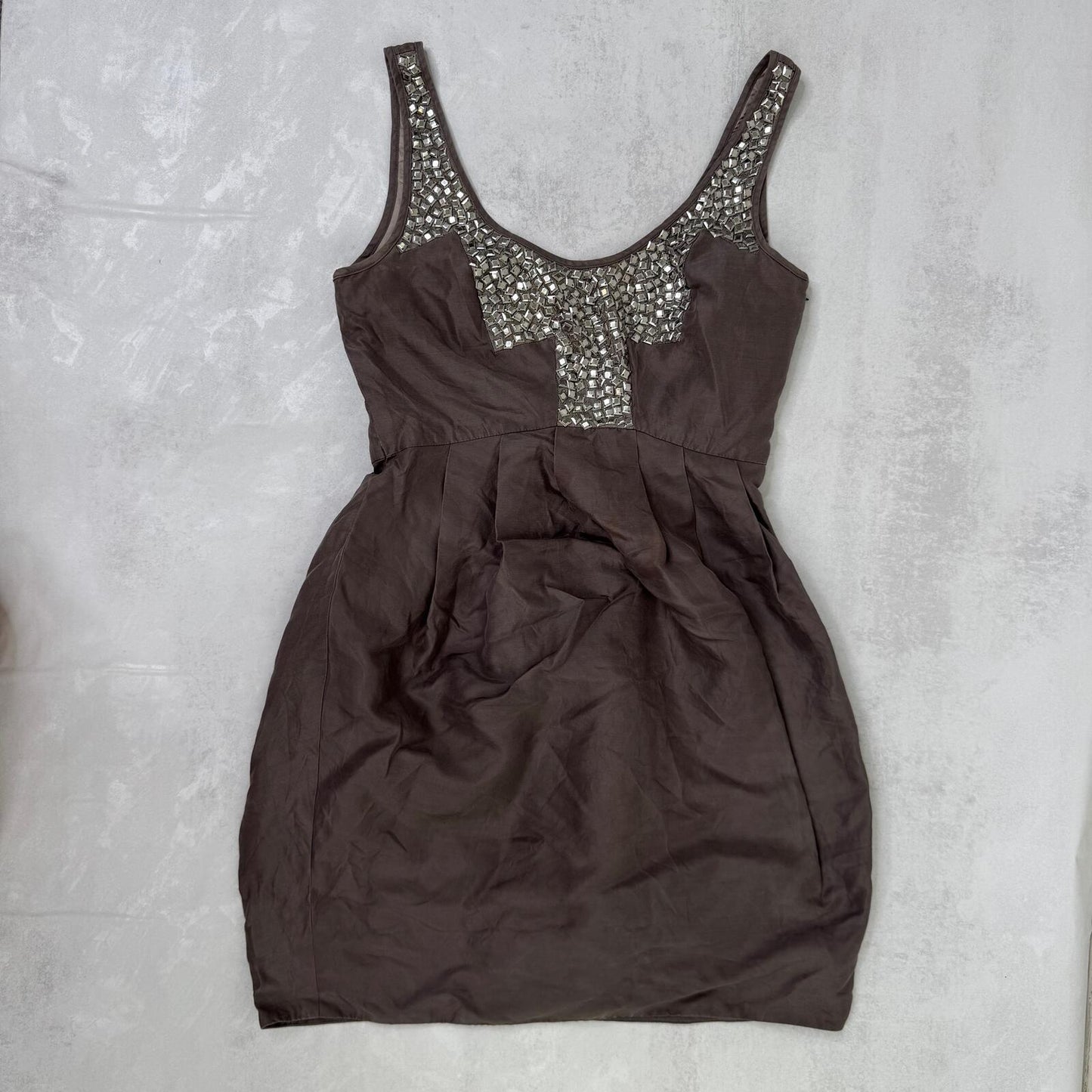 Y2K vintage Allsaints mini dress silk cotton studded embellished bubble
