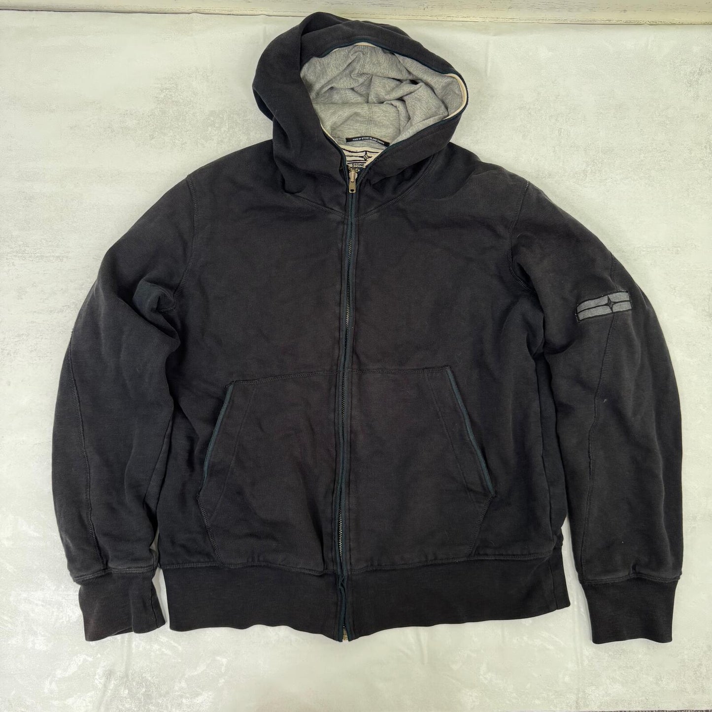 Vintage Stone Island Denims hoodie zip up men's reversible grey navy A/W 2007
