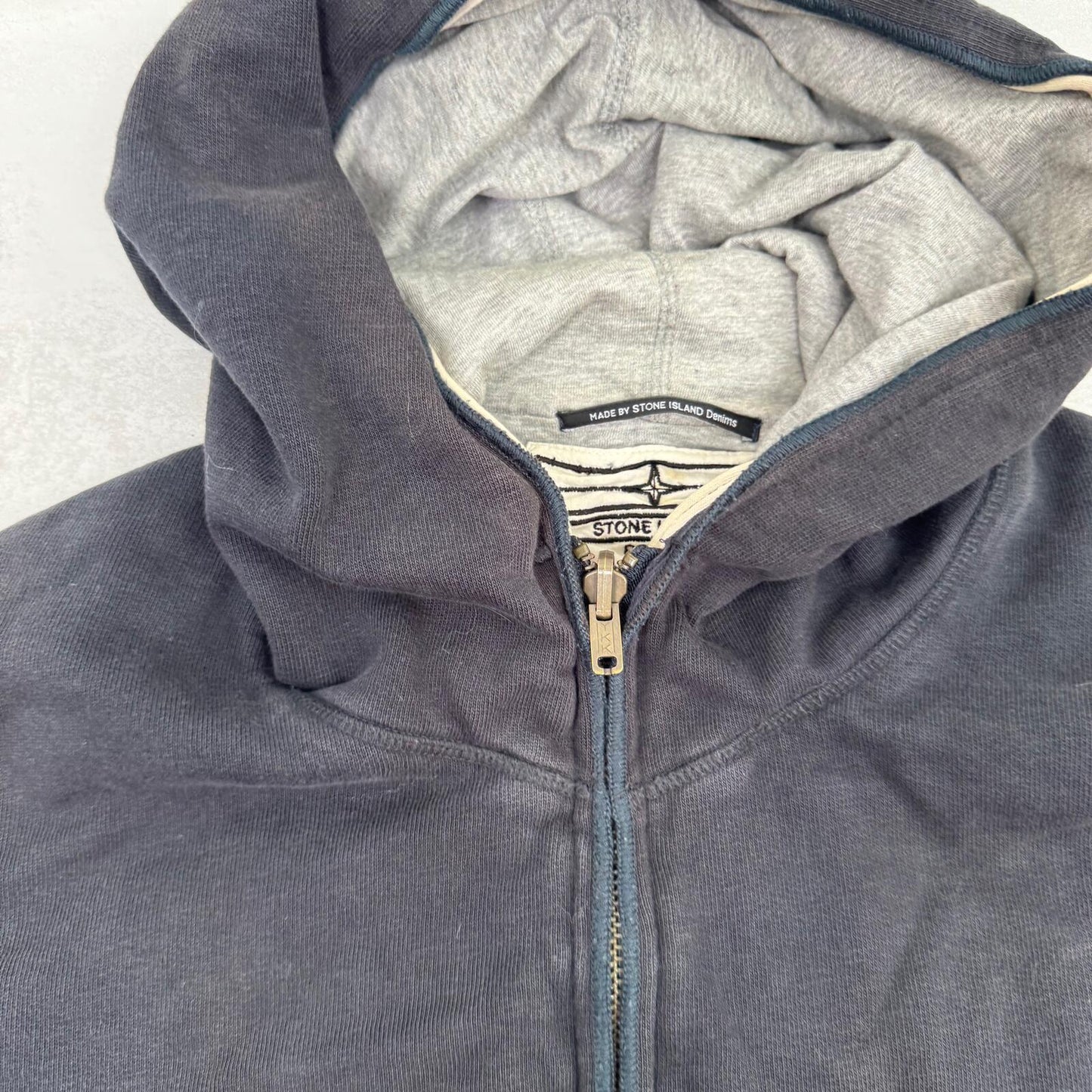 Vintage Stone Island Denims hoodie zip up men's reversible grey navy A/W 2007