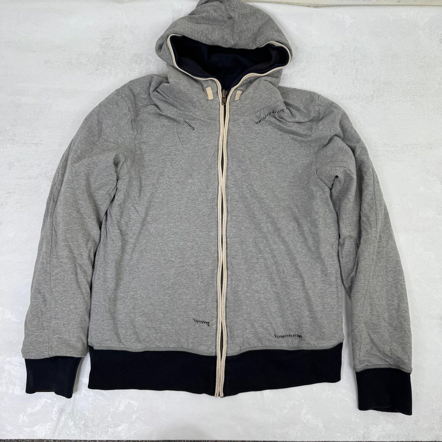 Vintage Stone Island Denims hoodie zip up men's reversible grey navy A/W 2007