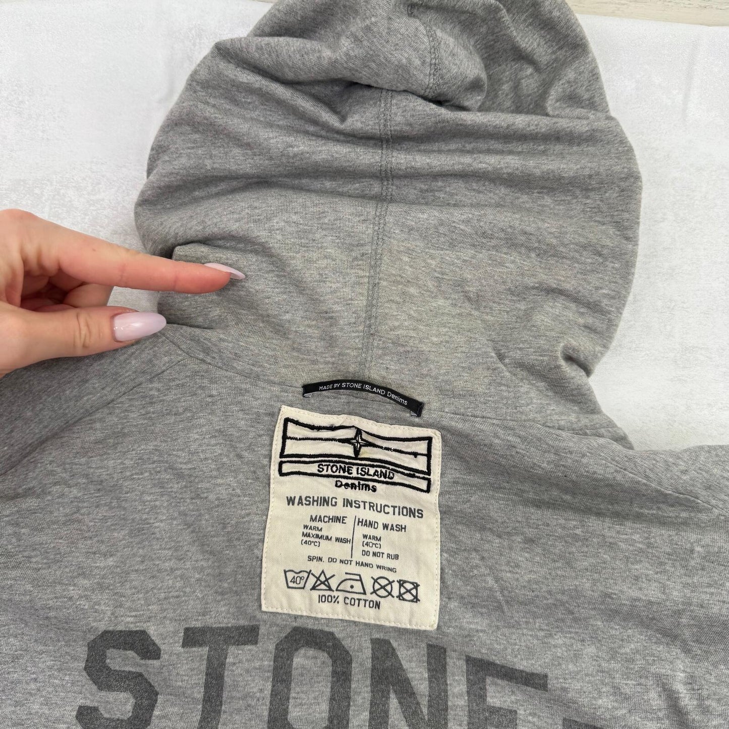 Vintage Stone Island Denims hoodie zip up men's reversible grey navy A/W 2007