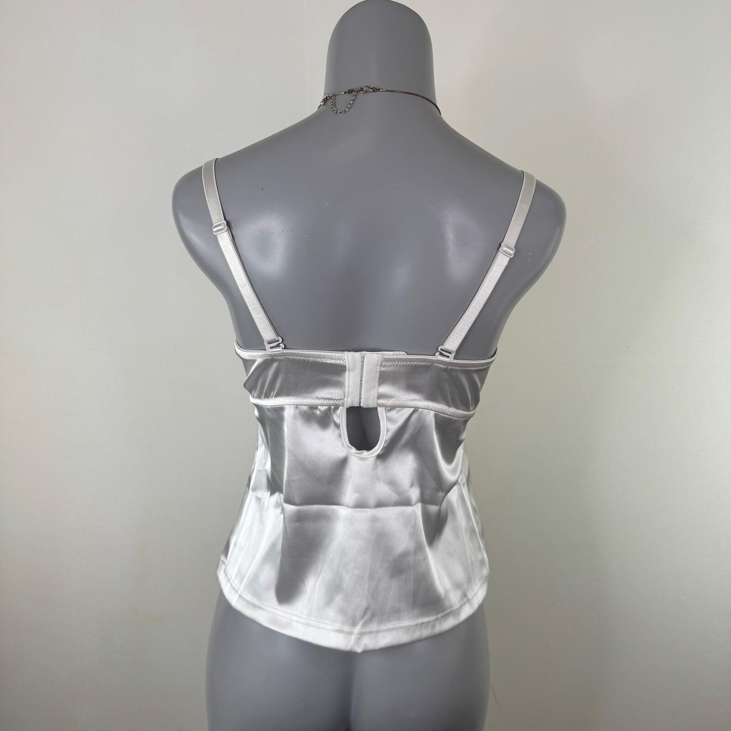 Y2K vintage bustier top satin floral embroidered strapless fitted underwire