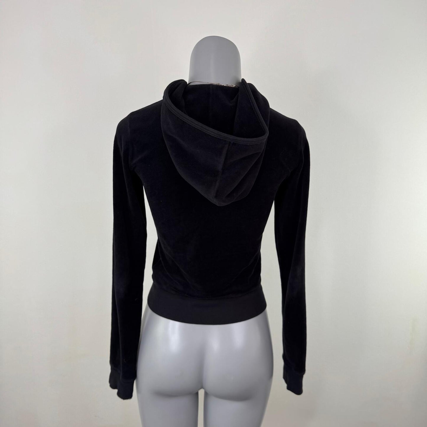Y2K vintage Juicy Couture hoodie zip up velour fitted black silver