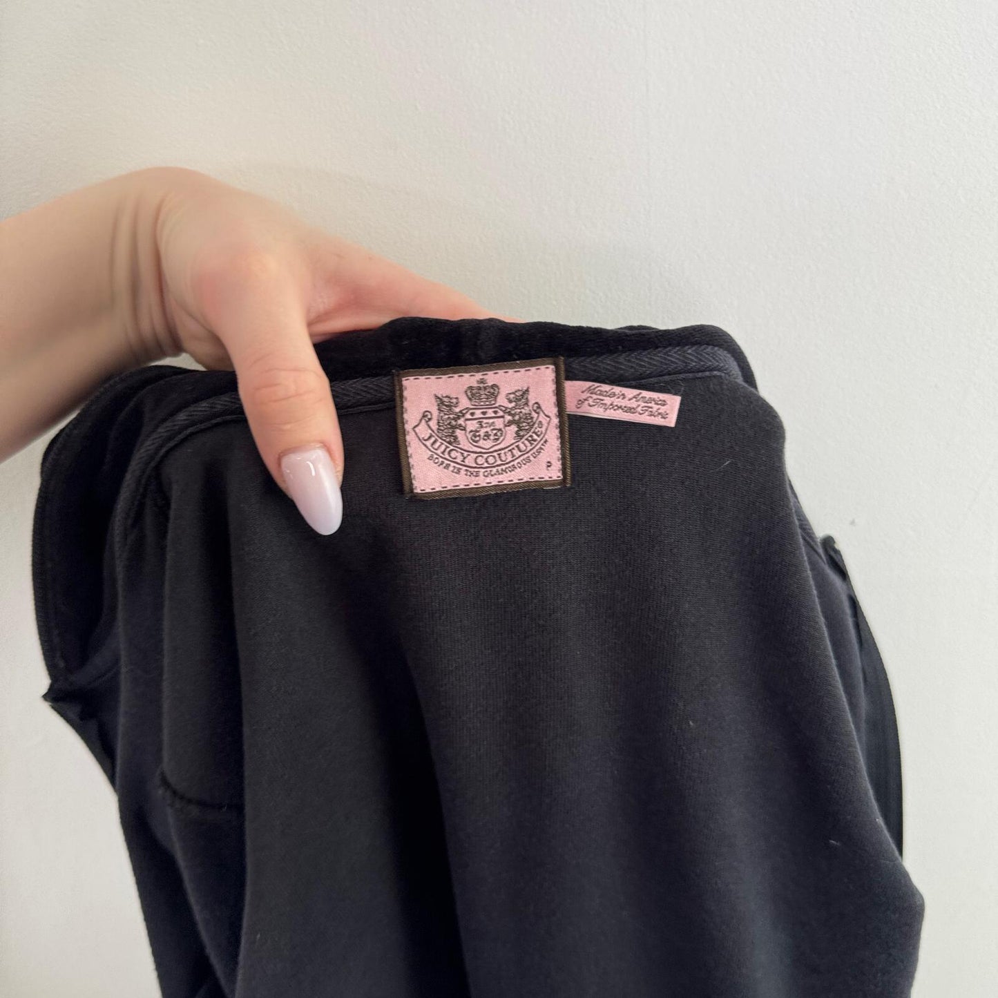 Y2K vintage Juicy Couture hoodie zip up velour fitted black silver
