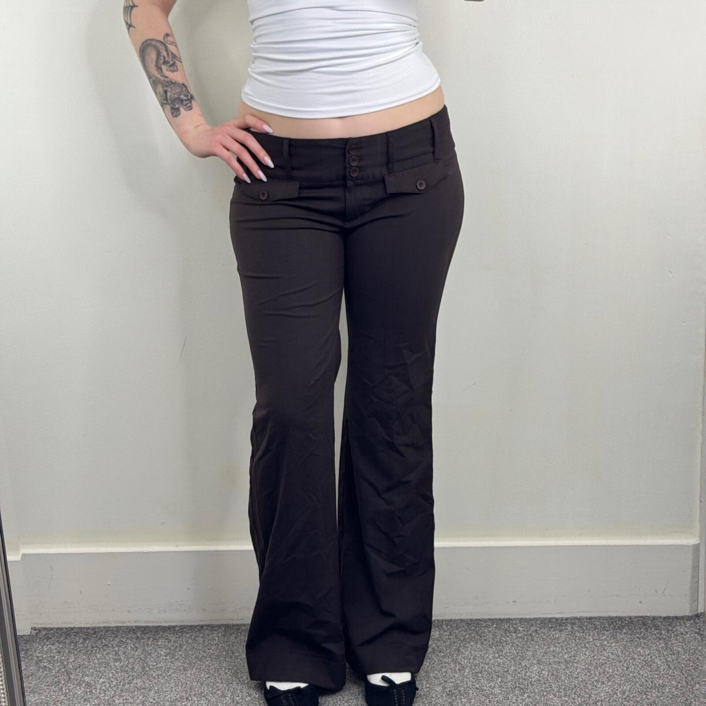 Y2K vintage Bay tailored bootcut trousers dress pants low rise pinstripe stretch